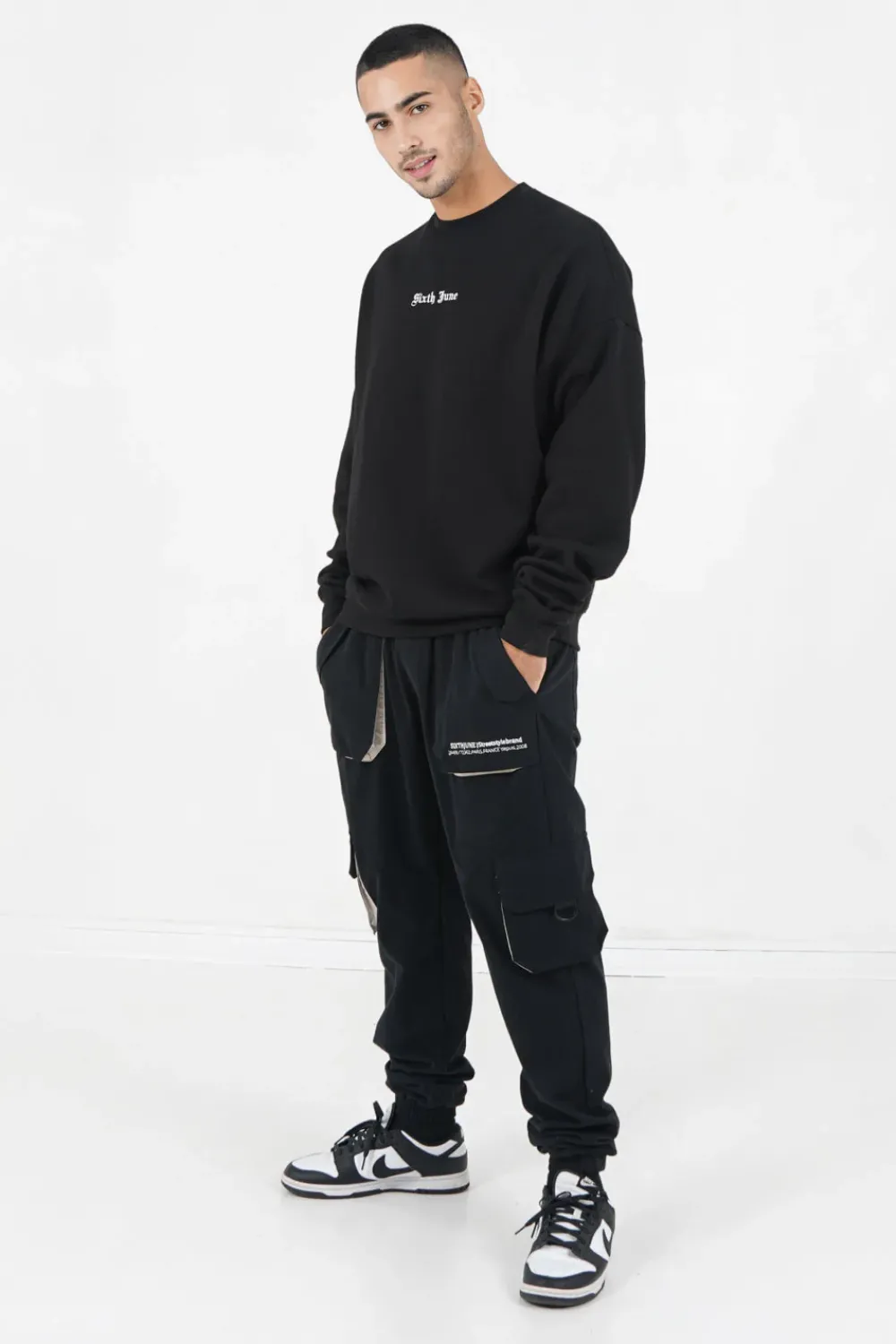 Homme Sixth June Sweats | Sweat Broderies Crew Oversize Noir