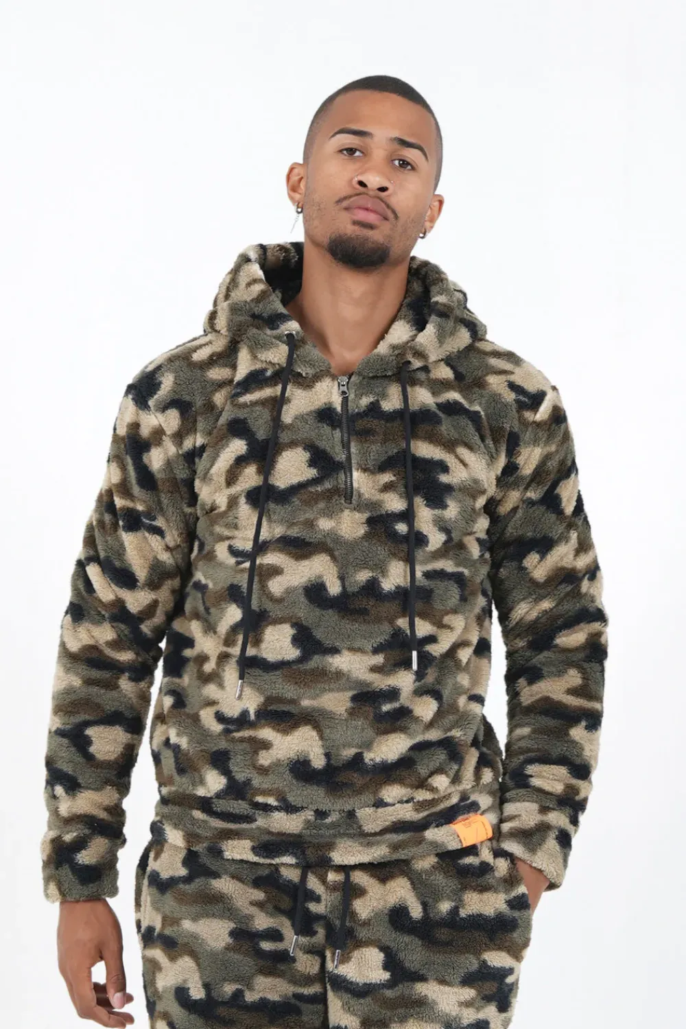 Homme Sixth June Sweats | Sweat Capuche Camouflage Zip Vert Kaki