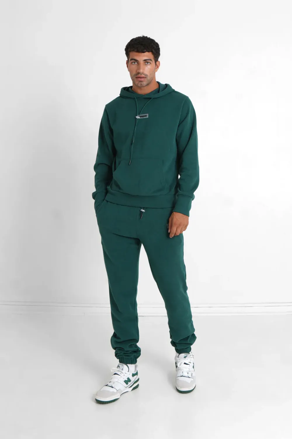 Homme Sixth June Sweats | Sweat Capuche Cotele Patch Vert Fonce