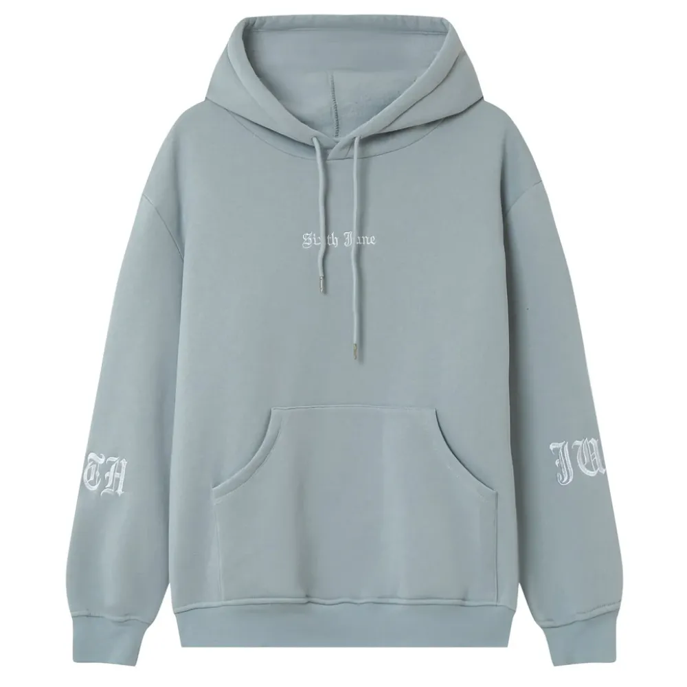 Homme Sixth June Sweats | Sweat Capuche Crew Molletonne Bleu Clair