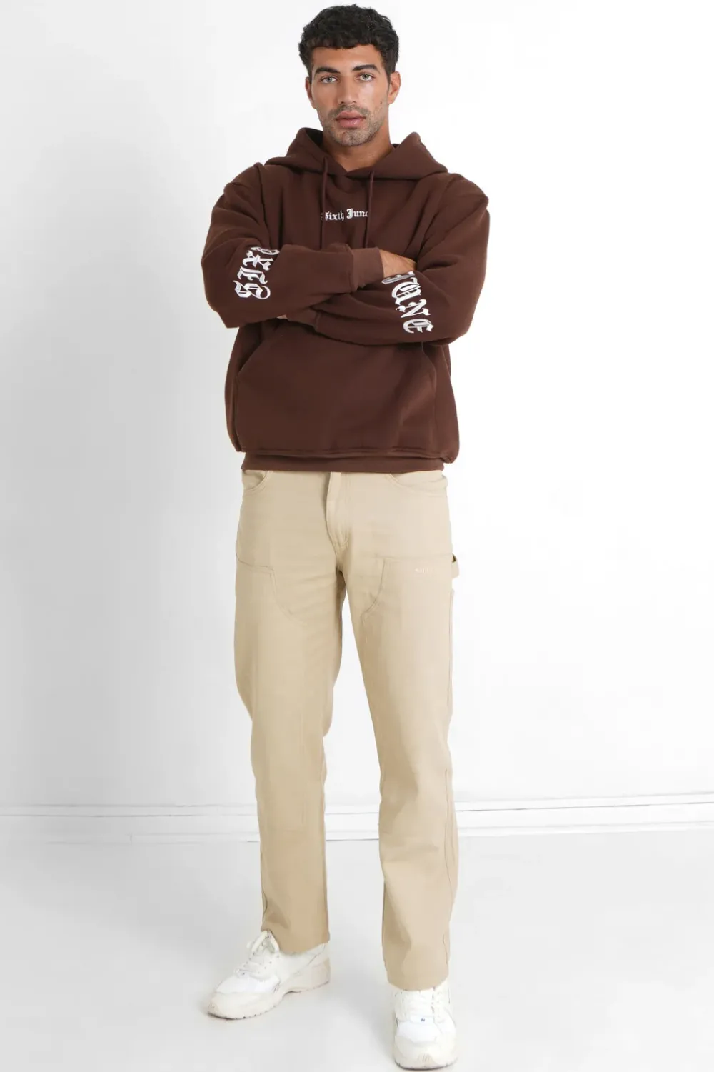 Homme Sixth June Sweats | Sweat Capuche Crew Molletonne Marron Fonce