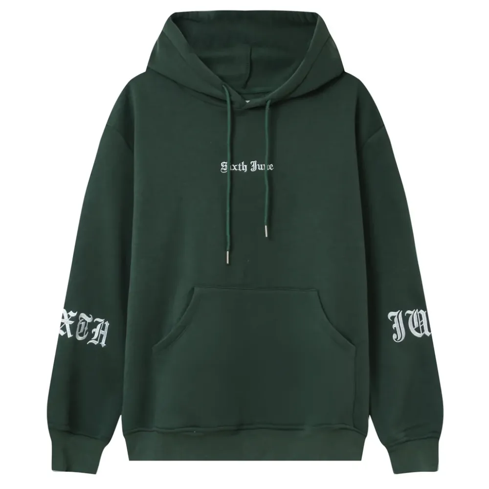 Homme Sixth June Sweats | Sweat Capuche Crew Molletonne Vert Fonce