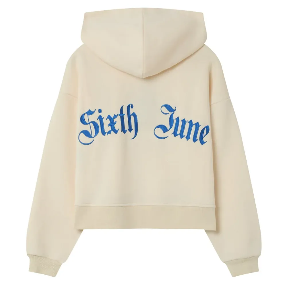 Femme Sixth June Sweats | Sweat Capuche Logo Gothique Beige