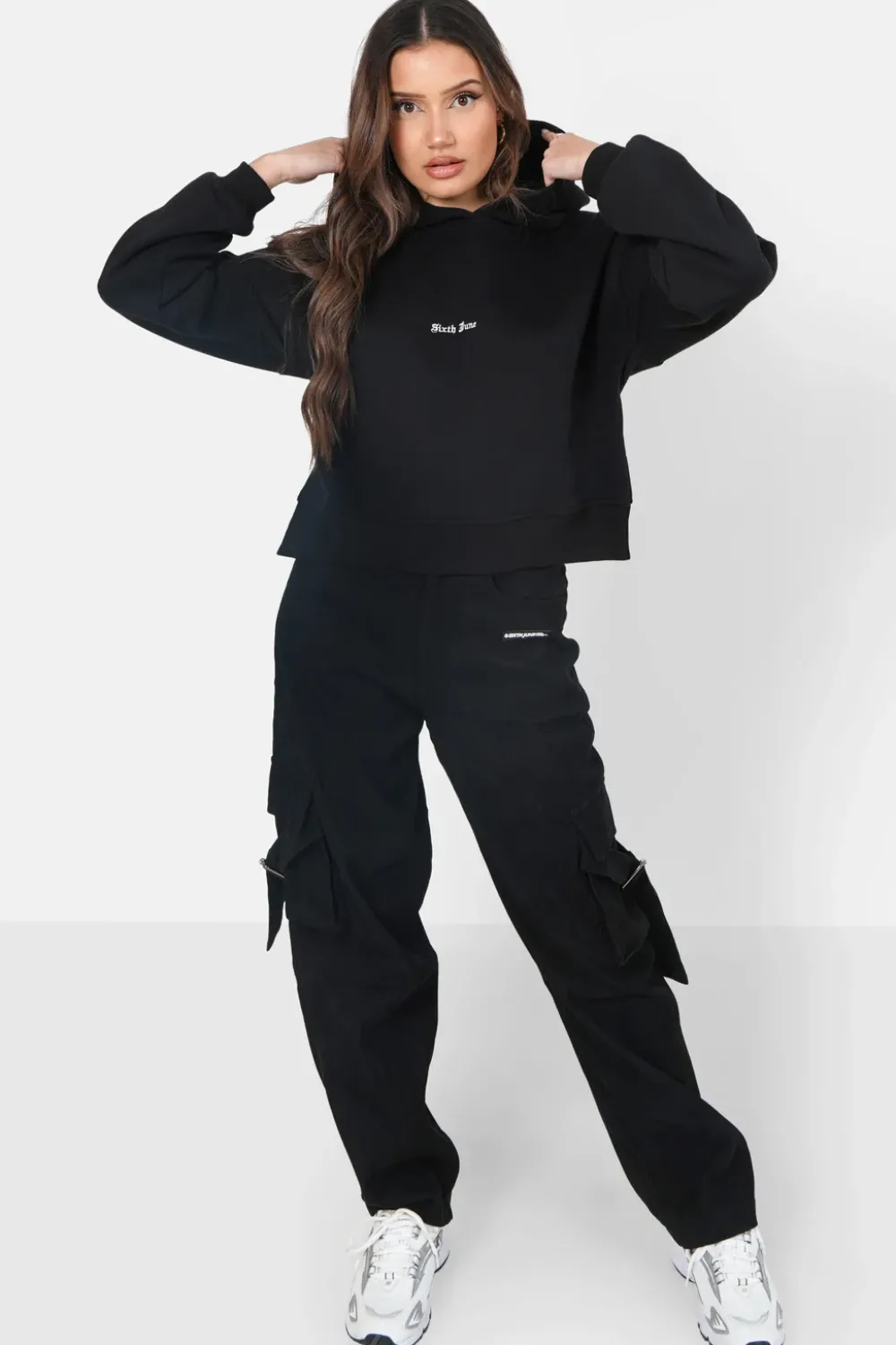 Femme Sixth June Sweats | Sweat Capuche Logo Gothique Noir