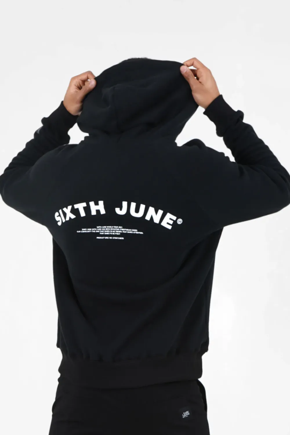 Homme Sixth June Sweats | Sweat Capuche Logo Incurve Noir