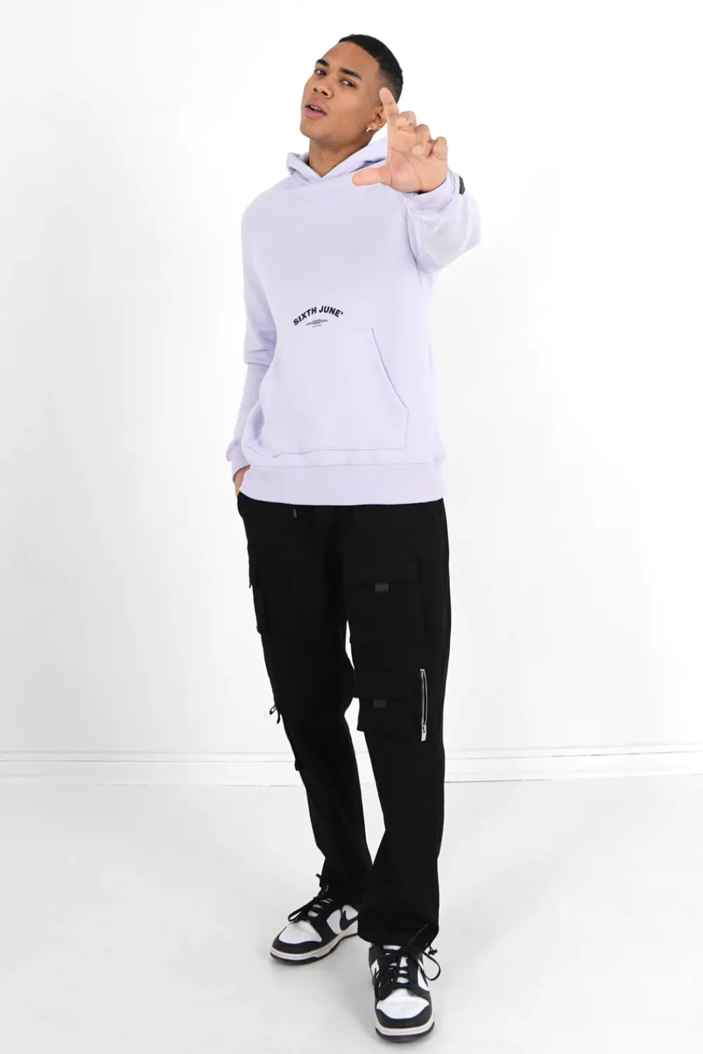 Homme Sixth June Sweats | Sweat Capuche Logo Incurve Violet Clair