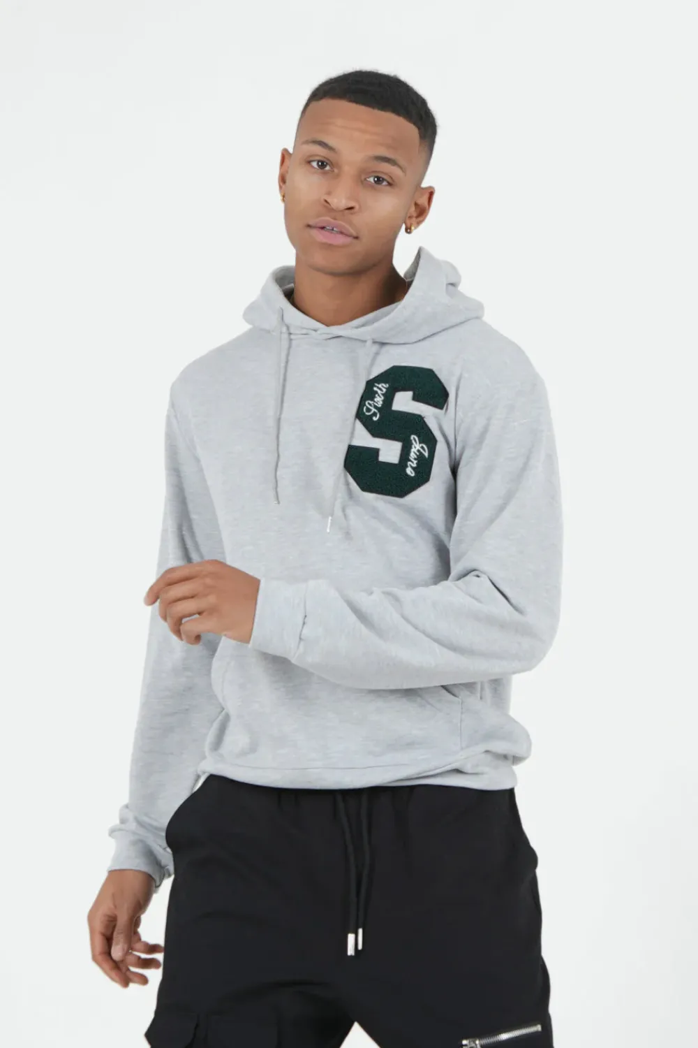 Homme Sixth June Sweats | Sweat Capuche Logo Patch Universite Gris