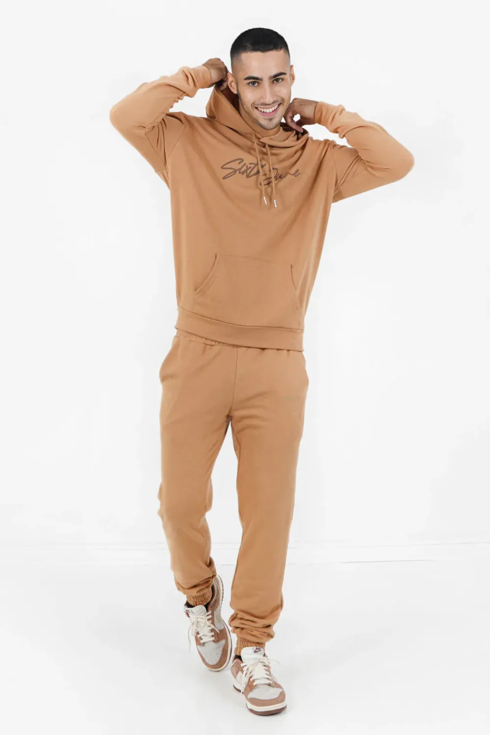 Homme Sixth June Sweats | Sweat Capuche Logo Signature Marron Clair