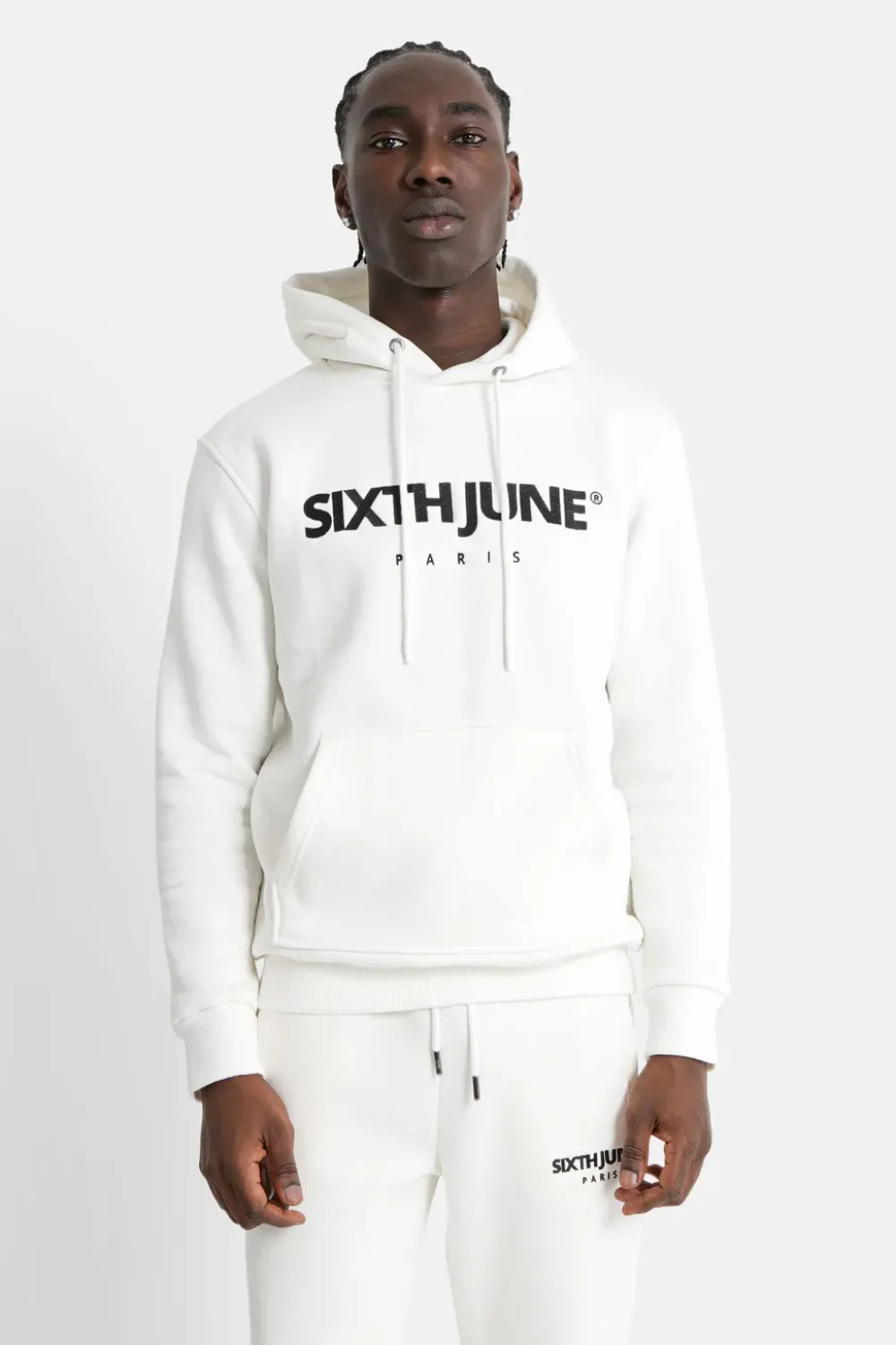 Homme Sixth June Sweats | Sweat Capuche Molletonne Logo Blanc