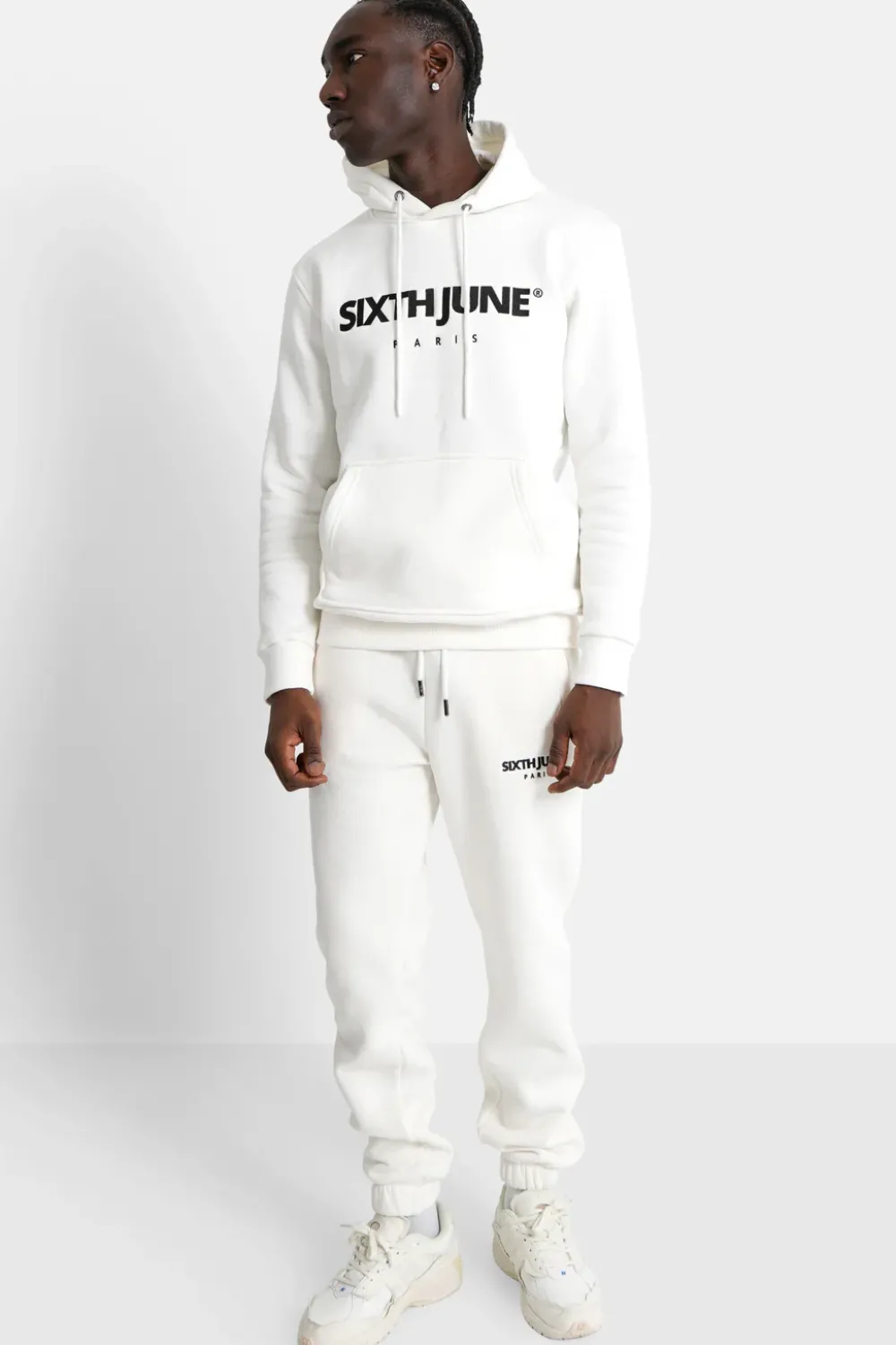 Homme Sixth June Sweats | Sweat Capuche Molletonne Logo Blanc