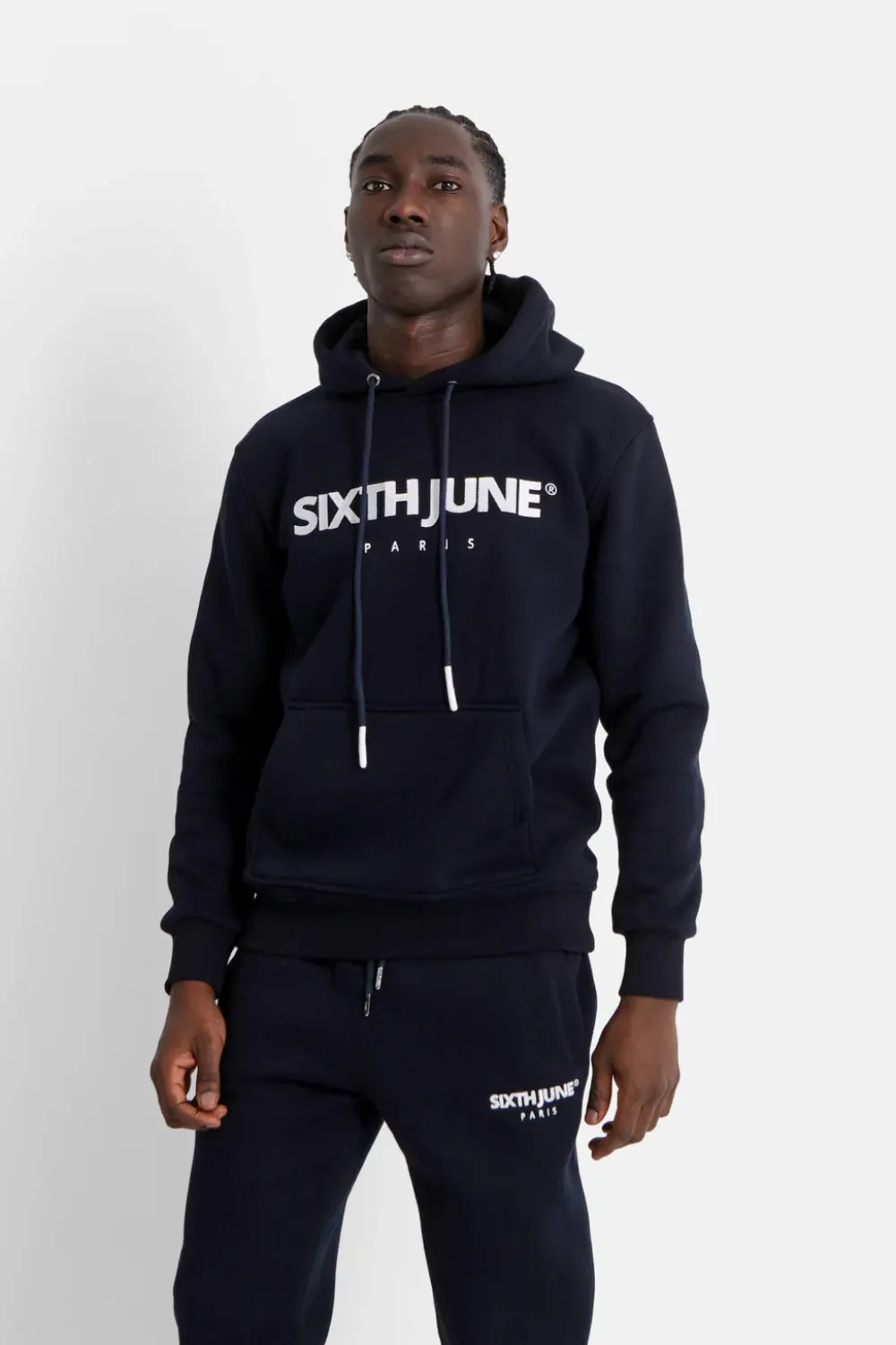 Homme Sixth June Sweats | Sweat Capuche Molletonne Logo Bleu Fonce