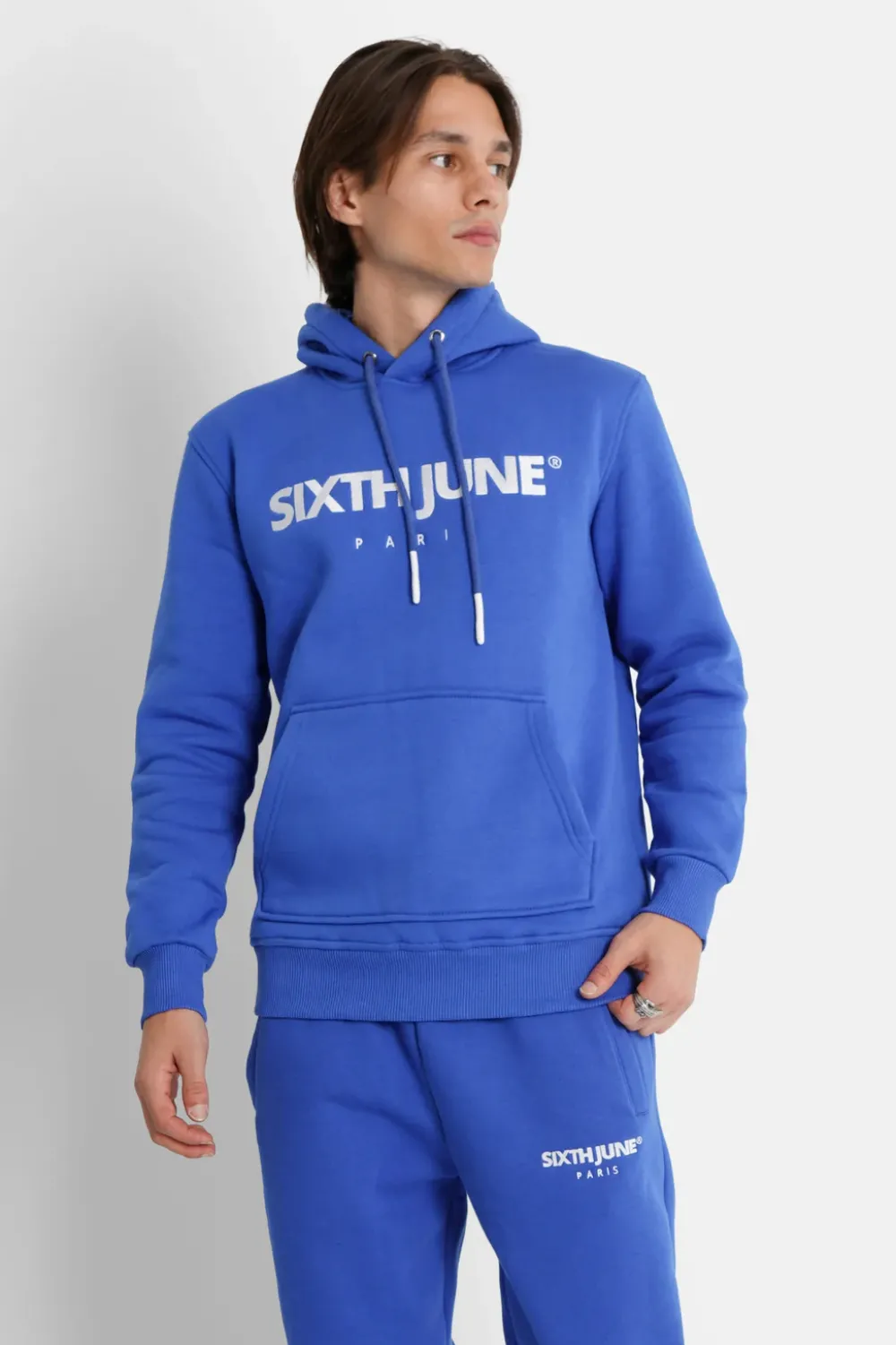 Homme Sixth June Sweats | Sweat Capuche Molletonne Logo Bleu Fonce