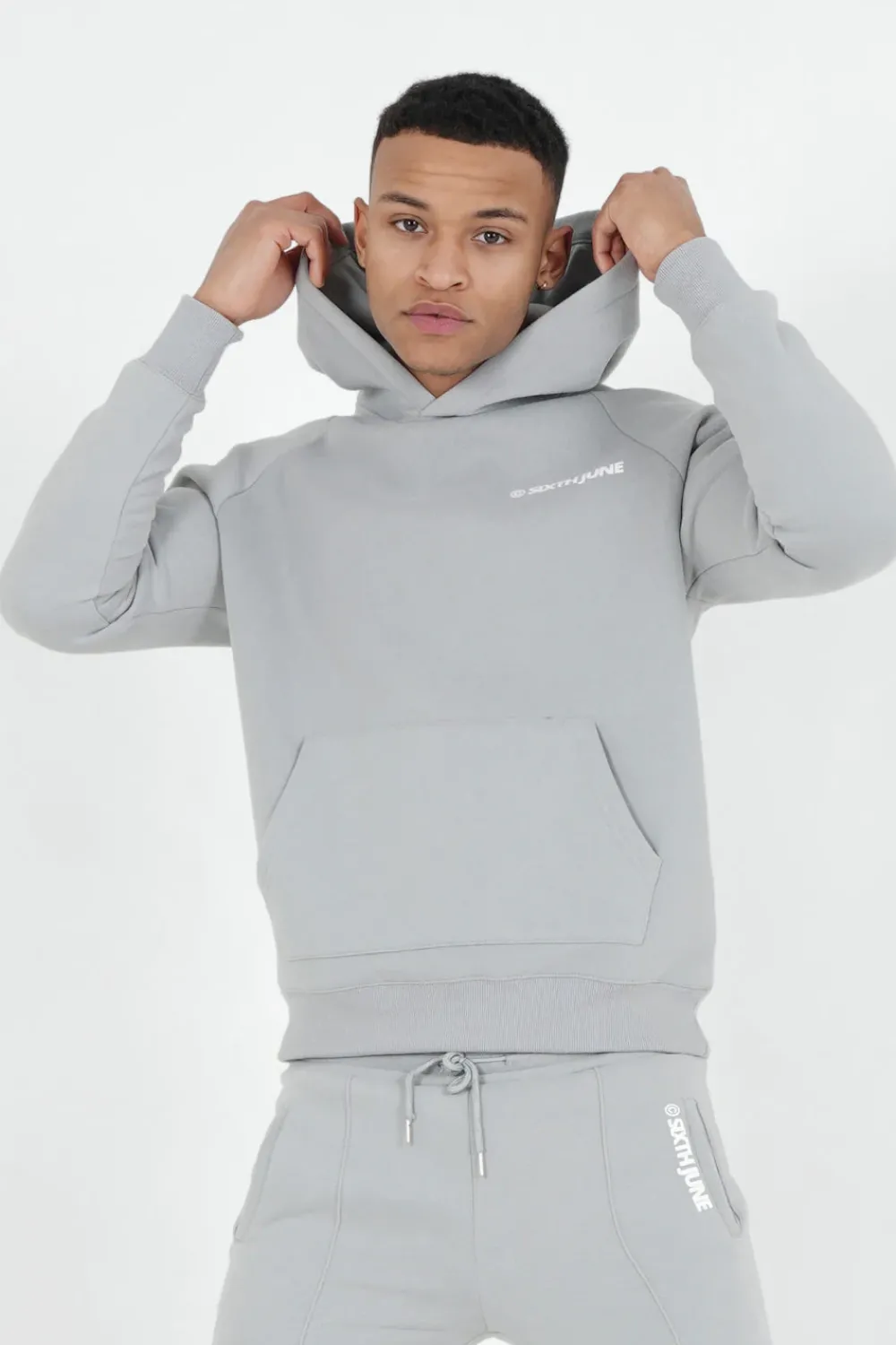 Homme Sixth June Sweats | Sweat Capuche Molletonne Logo Gris