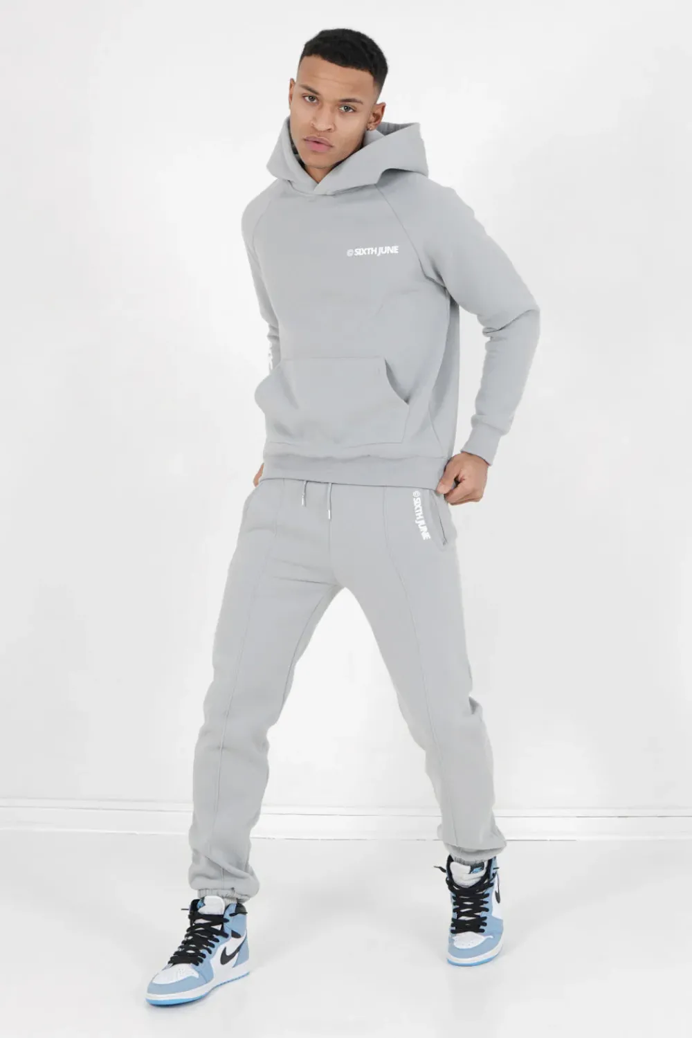 Homme Sixth June Sweats | Sweat Capuche Molletonne Logo Gris