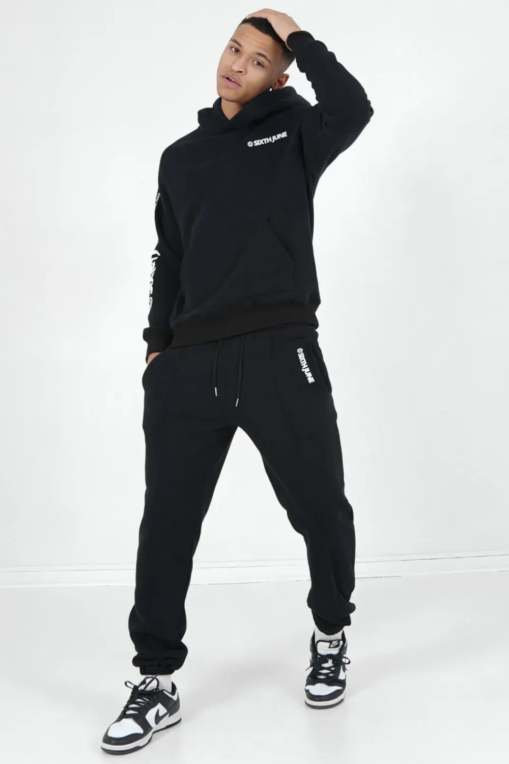 Homme Sixth June Sweats | Sweat Capuche Molletonne Logo Noir