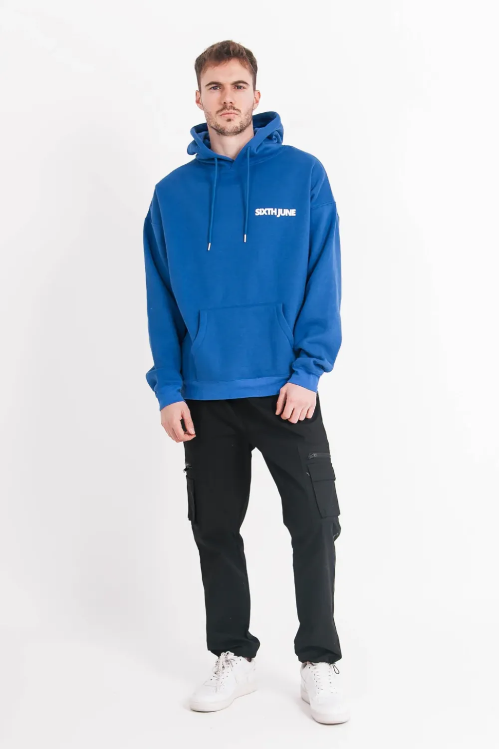 Homme Sixth June Sweats | Sweat Capuche Oversize Logo Decale Bleu