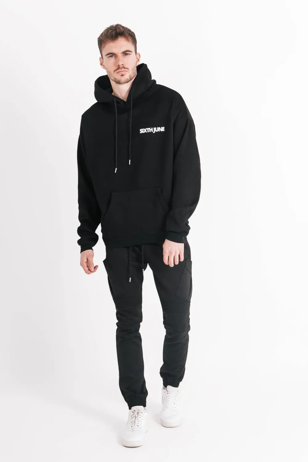 Homme Sixth June Sweats | Sweat Capuche Oversize Logo Decale Noir