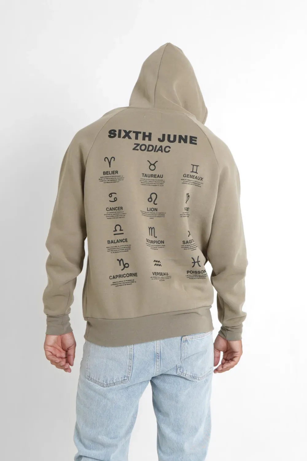 Homme Sixth June Sweats | Sweat Capuche Signes Zodiaque Vert Kaki