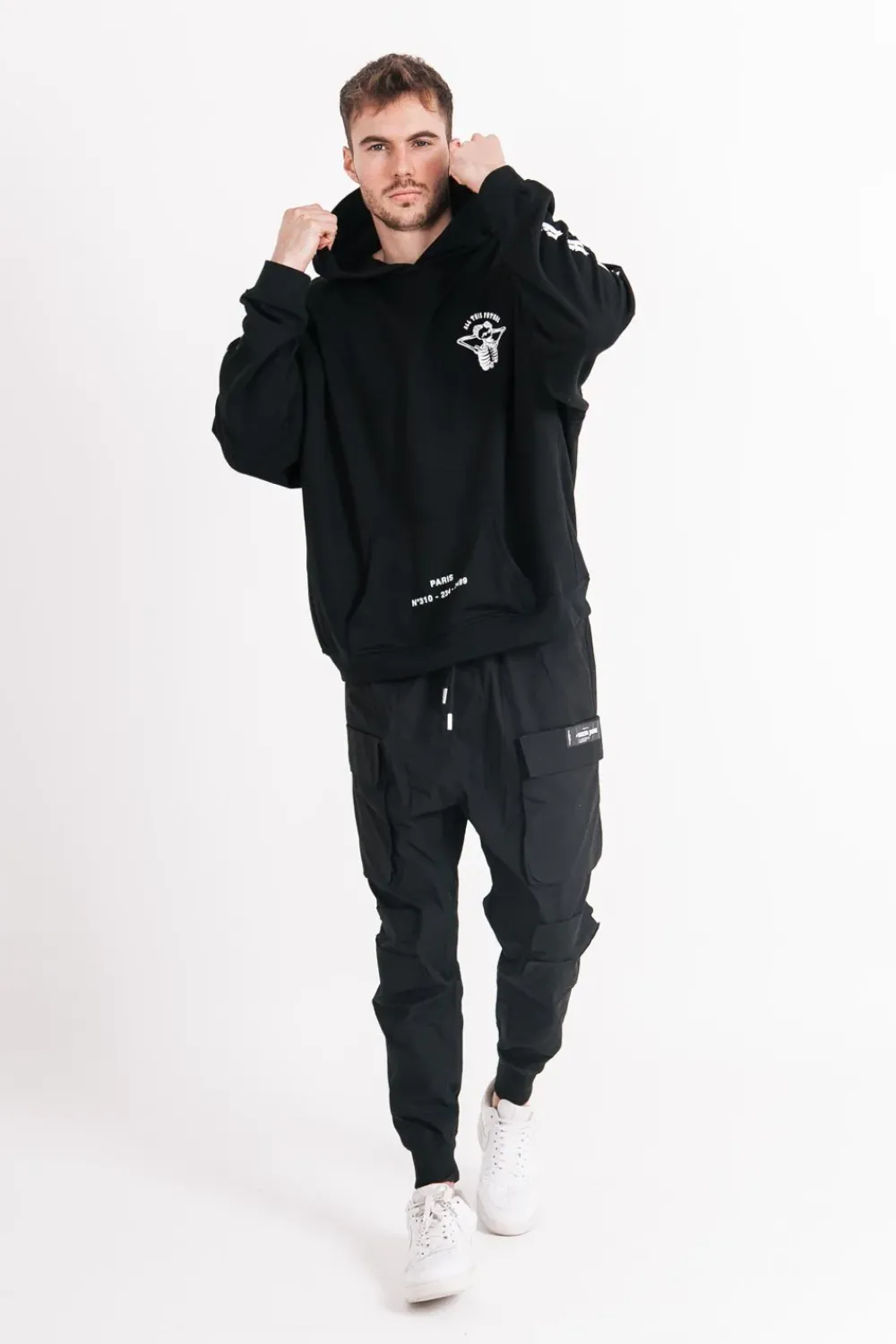 Homme Sixth June Sweats | Sweat Capuche Squelette Gothique Noir