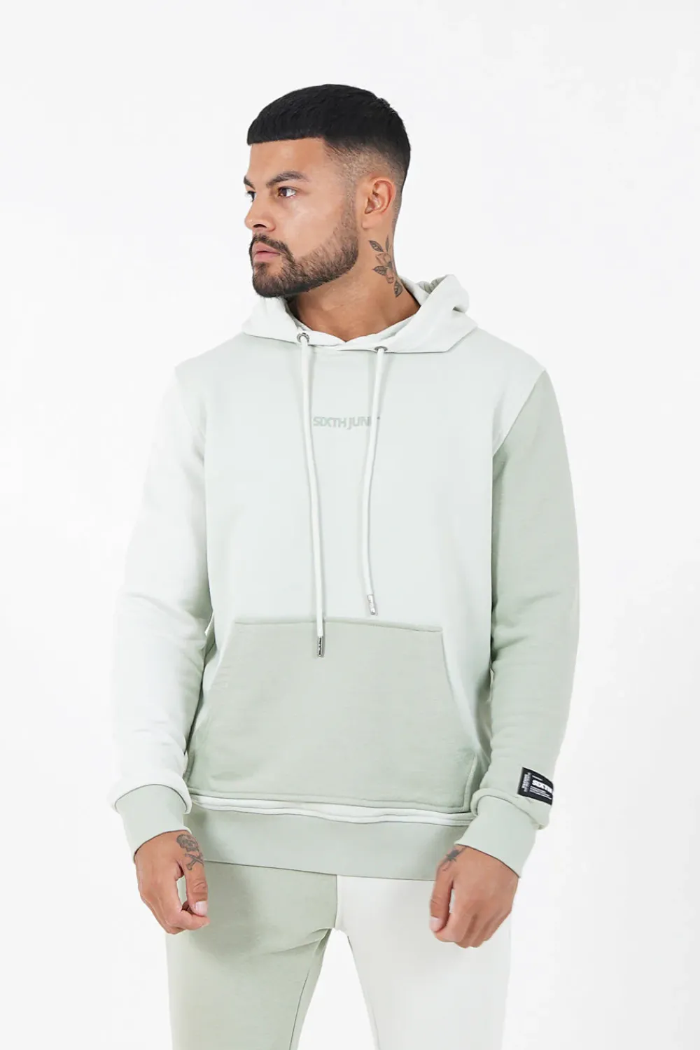 Homme Sixth June Sweats | Sweat Capuche Tricolore Logo Vert Clair