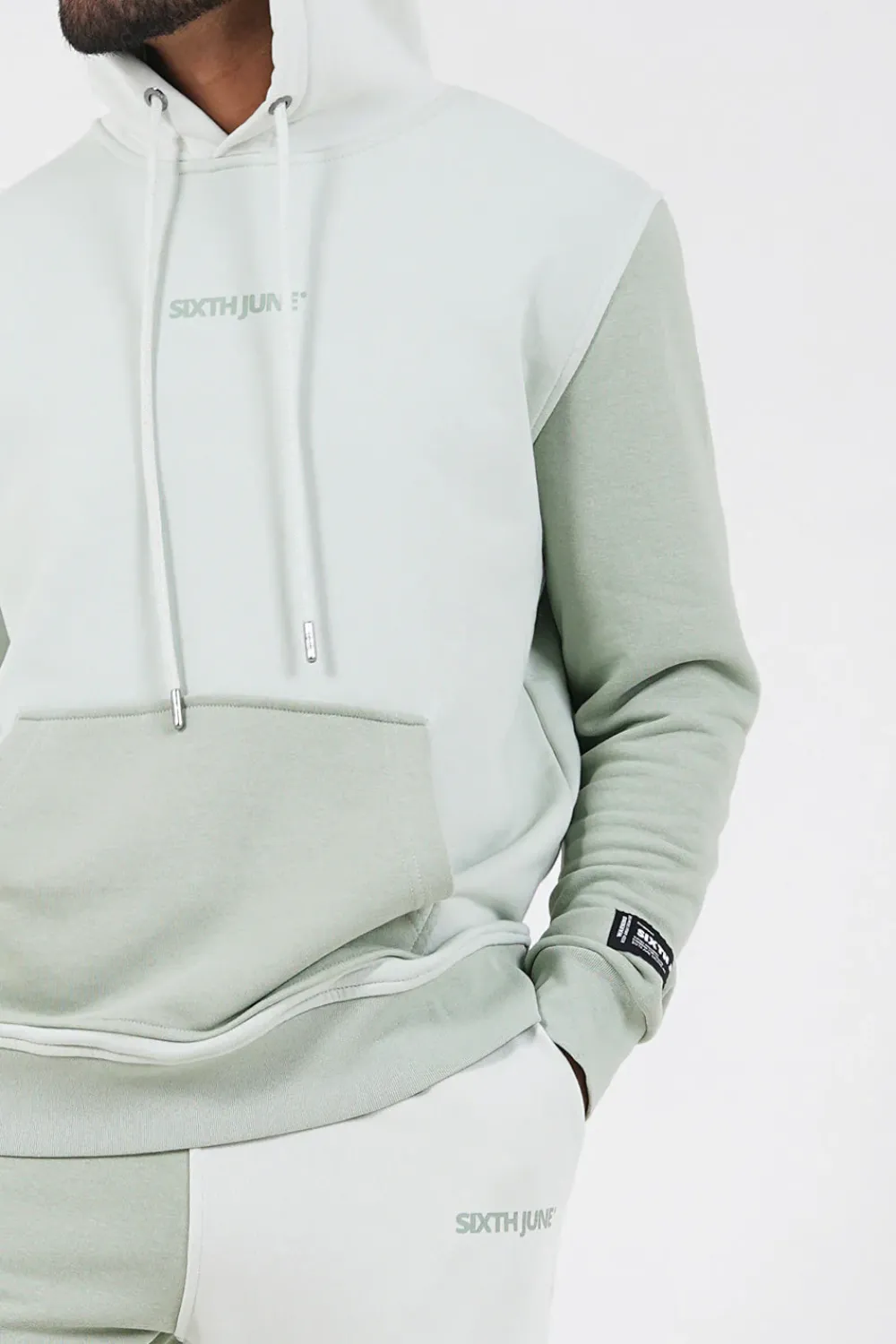 Homme Sixth June Sweats | Sweat Capuche Tricolore Logo Vert Clair