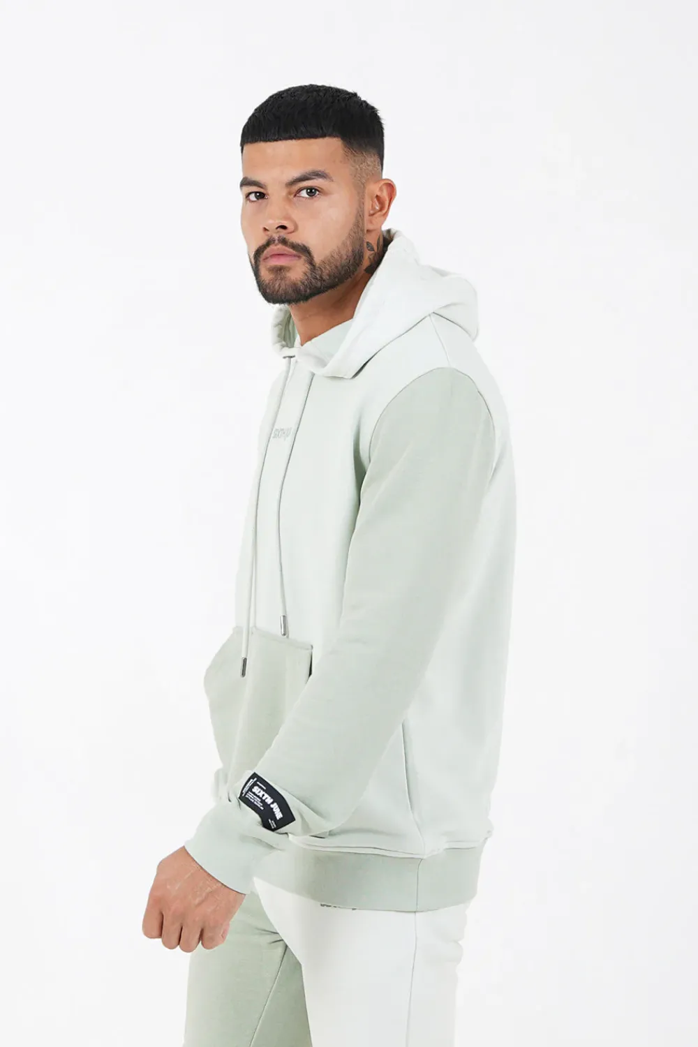 Homme Sixth June Sweats | Sweat Capuche Tricolore Logo Vert Clair