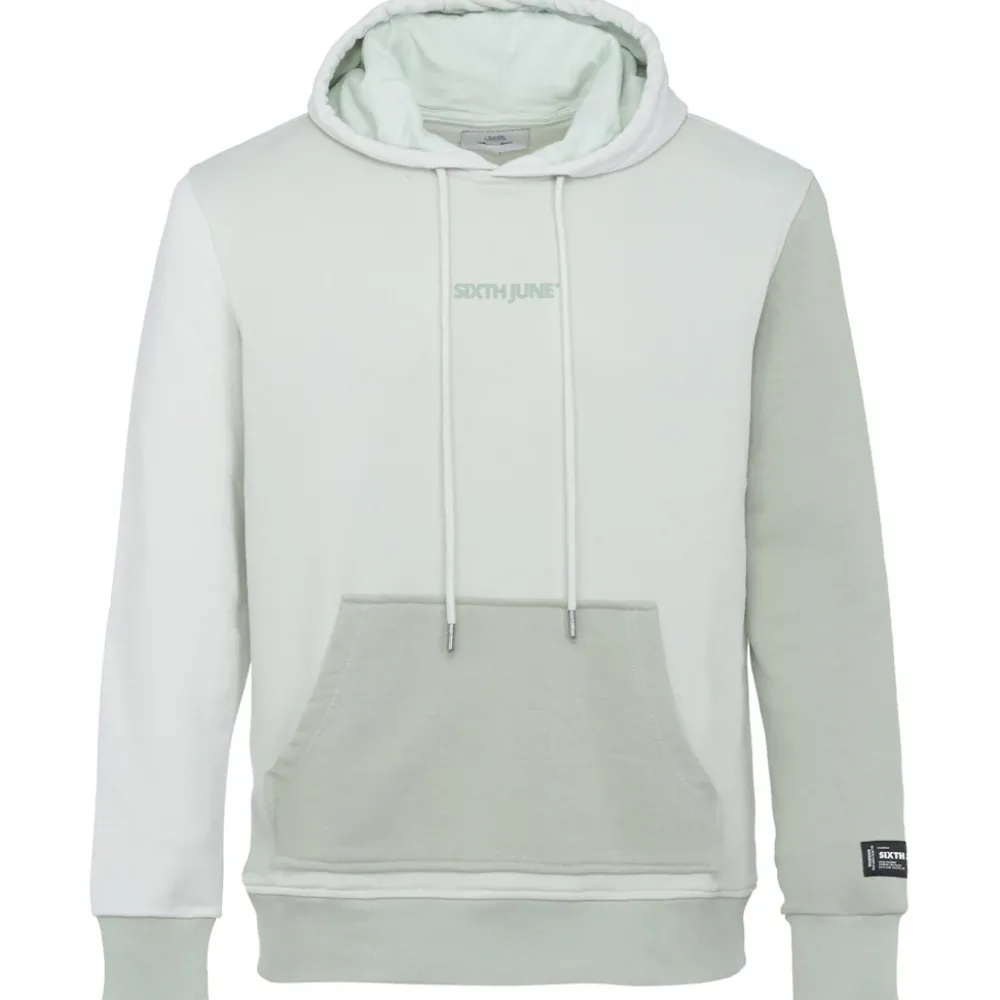 Homme Sixth June Sweats | Sweat Capuche Tricolore Logo Vert Clair