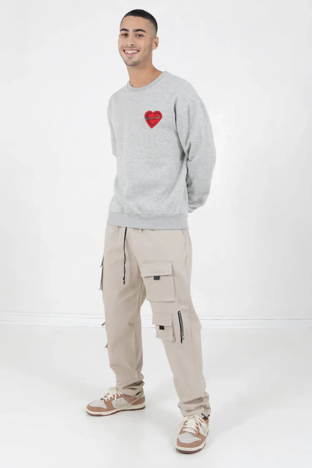 Homme Sixth June Sweats | Sweat Coeur Brode Gris