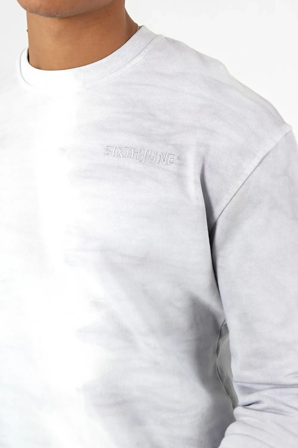 Homme Sixth June Sweats | Sweatshirt Bicolore Delave Logo Gris Clair