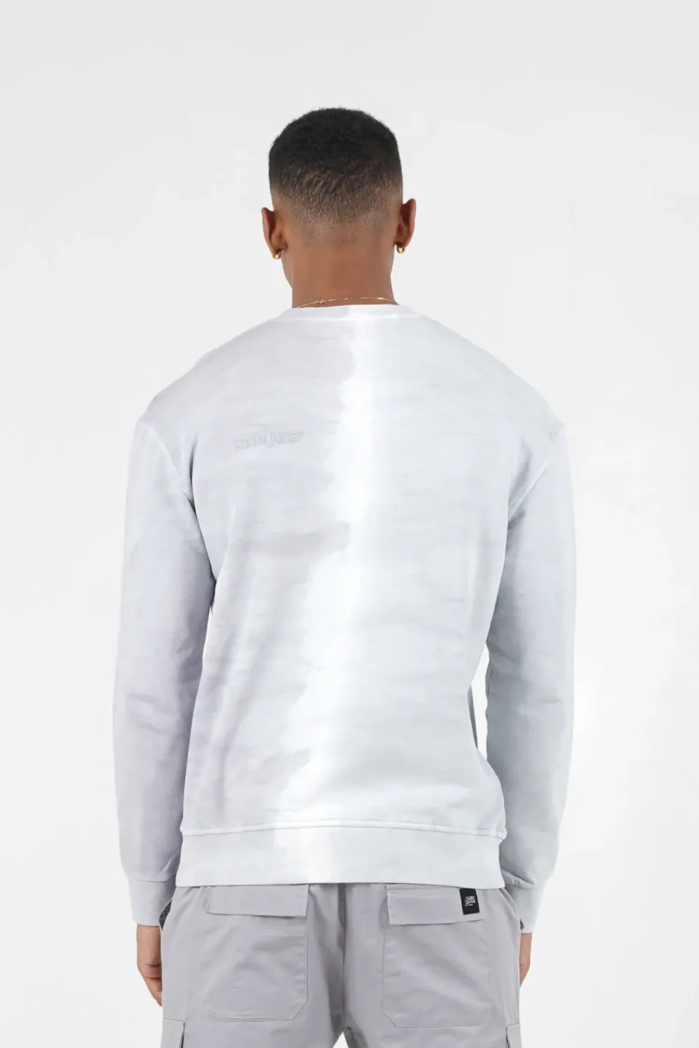 Homme Sixth June Sweats | Sweatshirt Bicolore Delave Logo Gris Clair