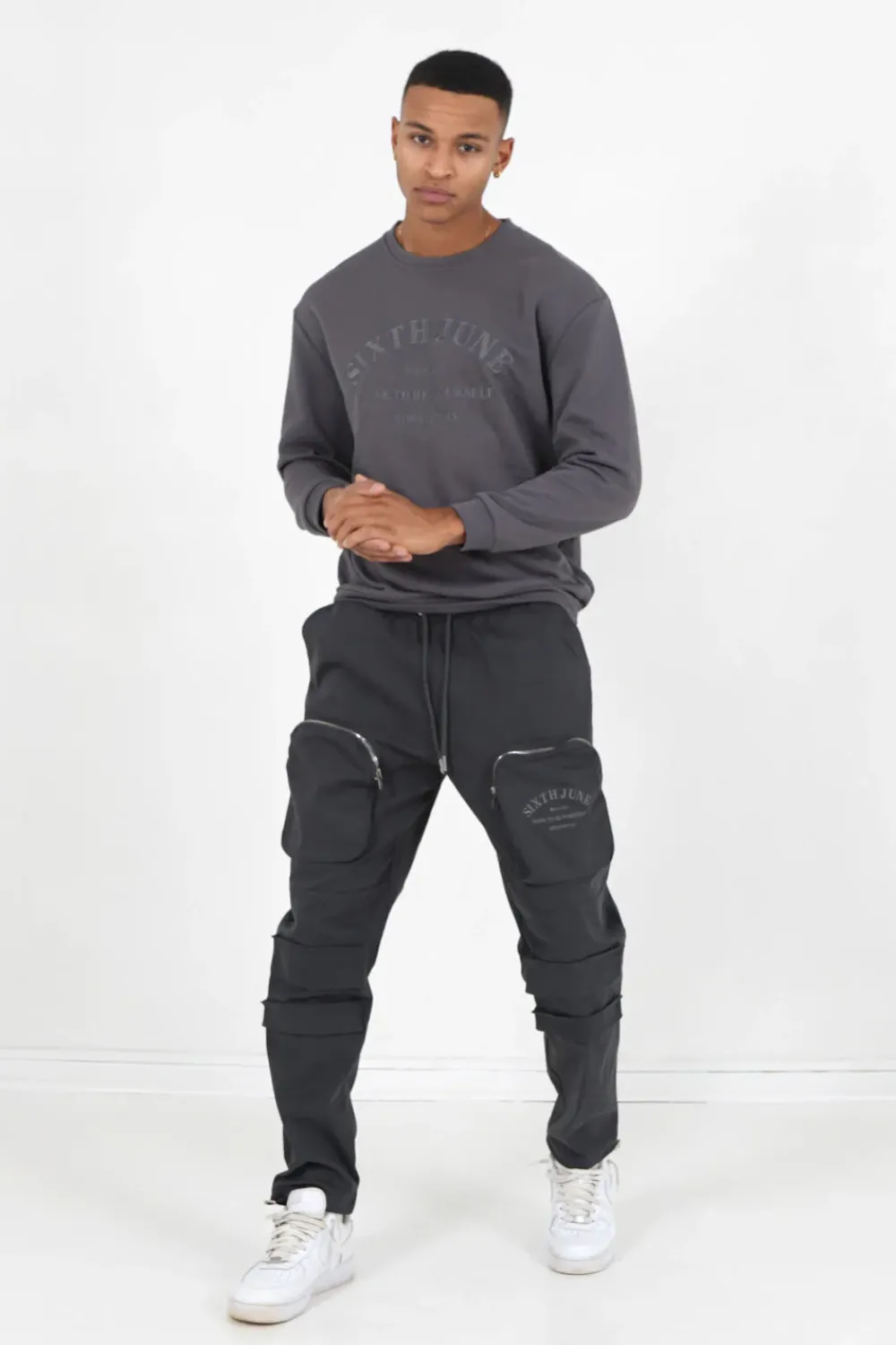 Homme Sixth June Sweats | Sweatshirt Broderies Gris Fonce