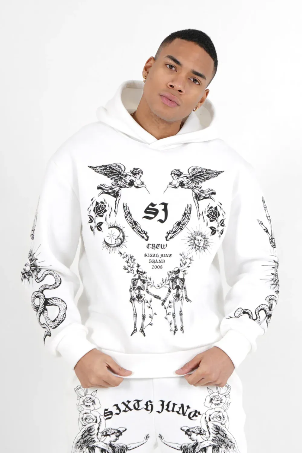 Homme Sixth June Sweats | Sweatshirt Capuche Inspiration Tarot Blanc