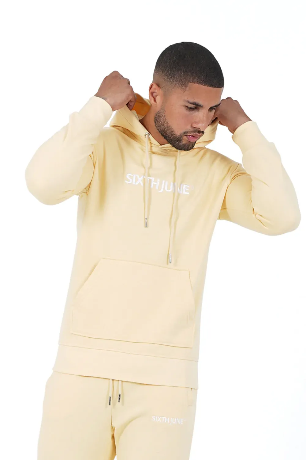 Homme Sixth June Sweats | Sweatshirt Capuche Logo Brode Jaune