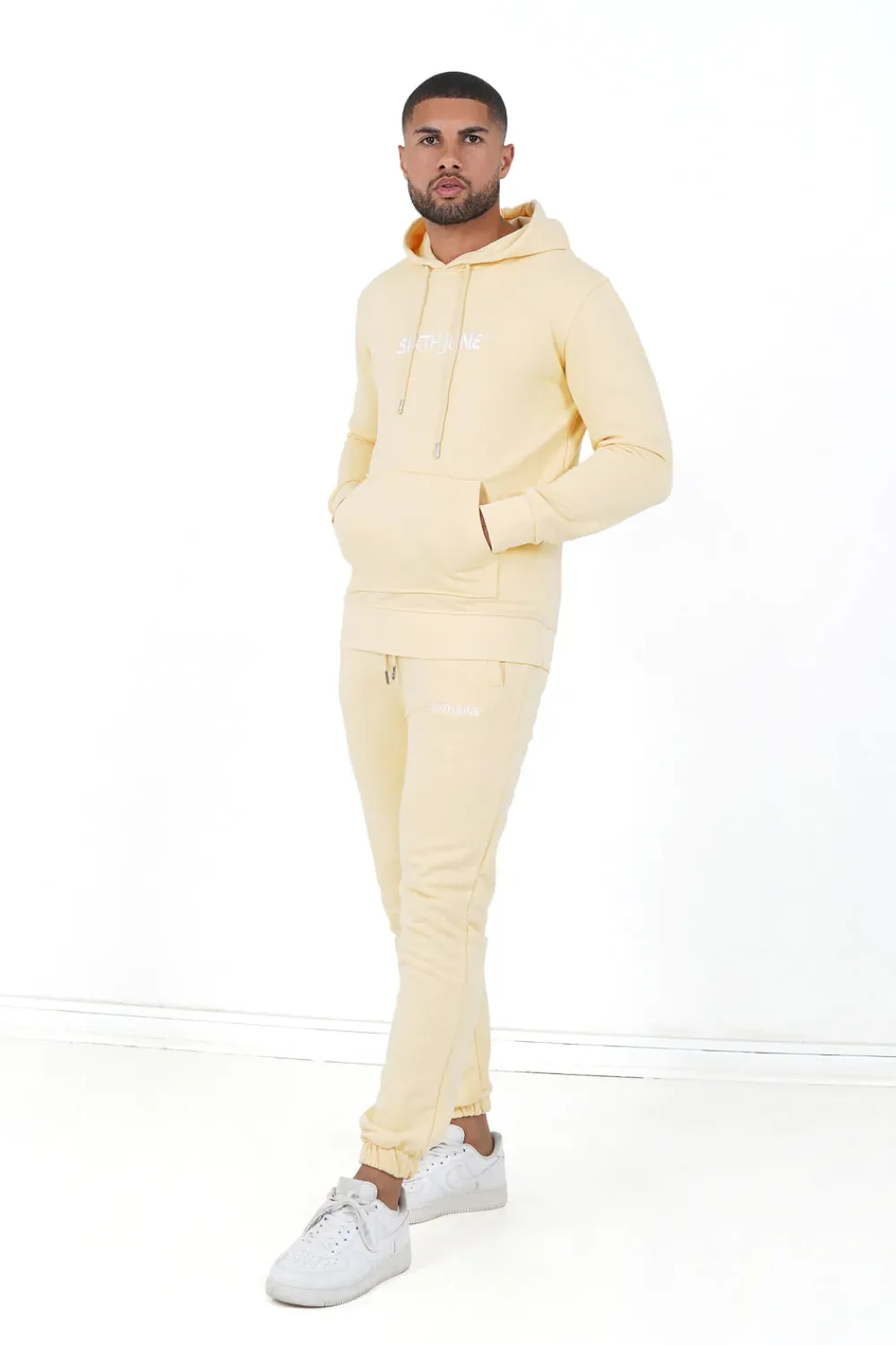 Homme Sixth June Sweats | Sweatshirt Capuche Logo Brode Jaune