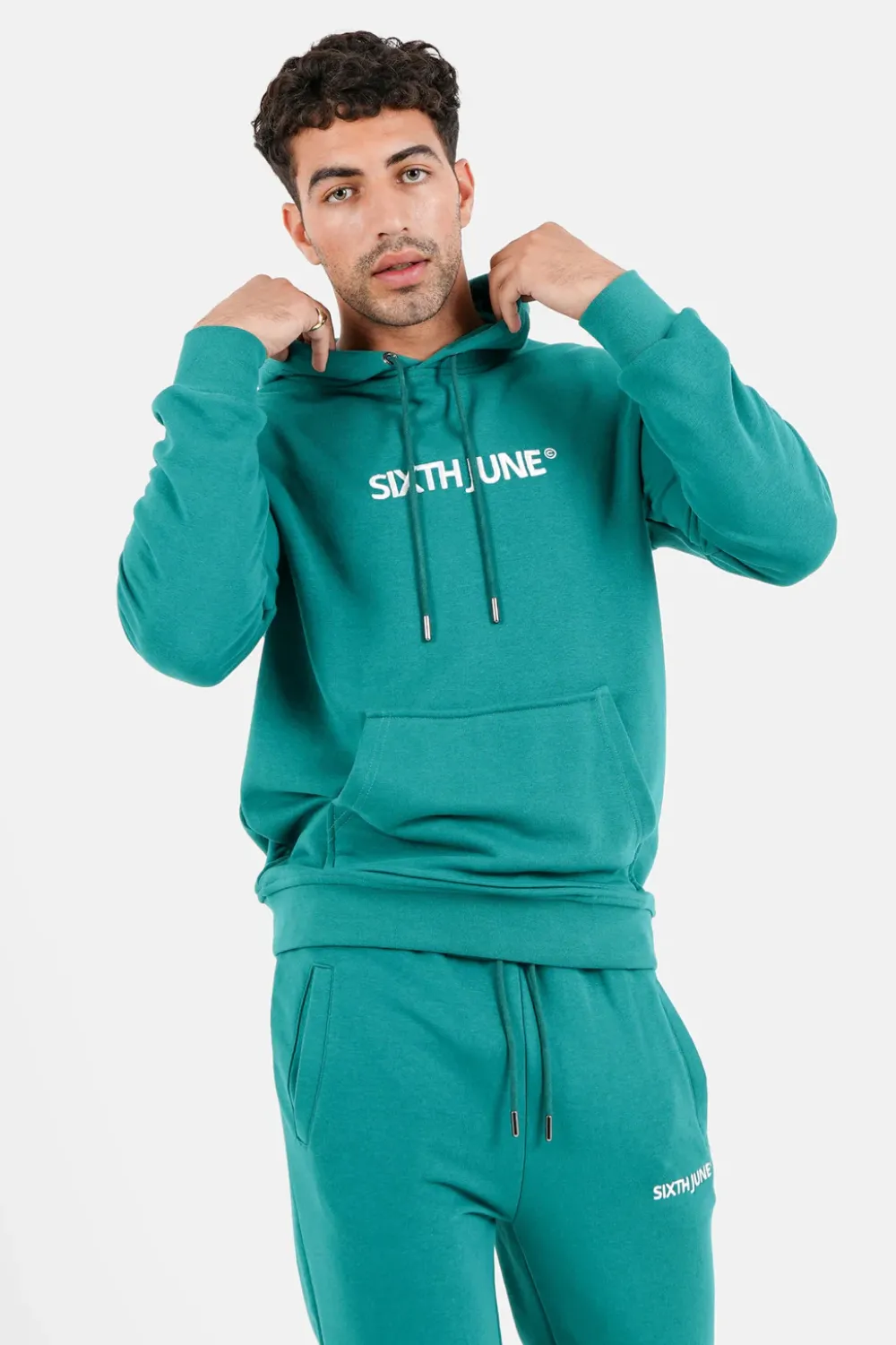 Homme Sixth June Sweats | Sweatshirt Capuche Logo Brode Vert