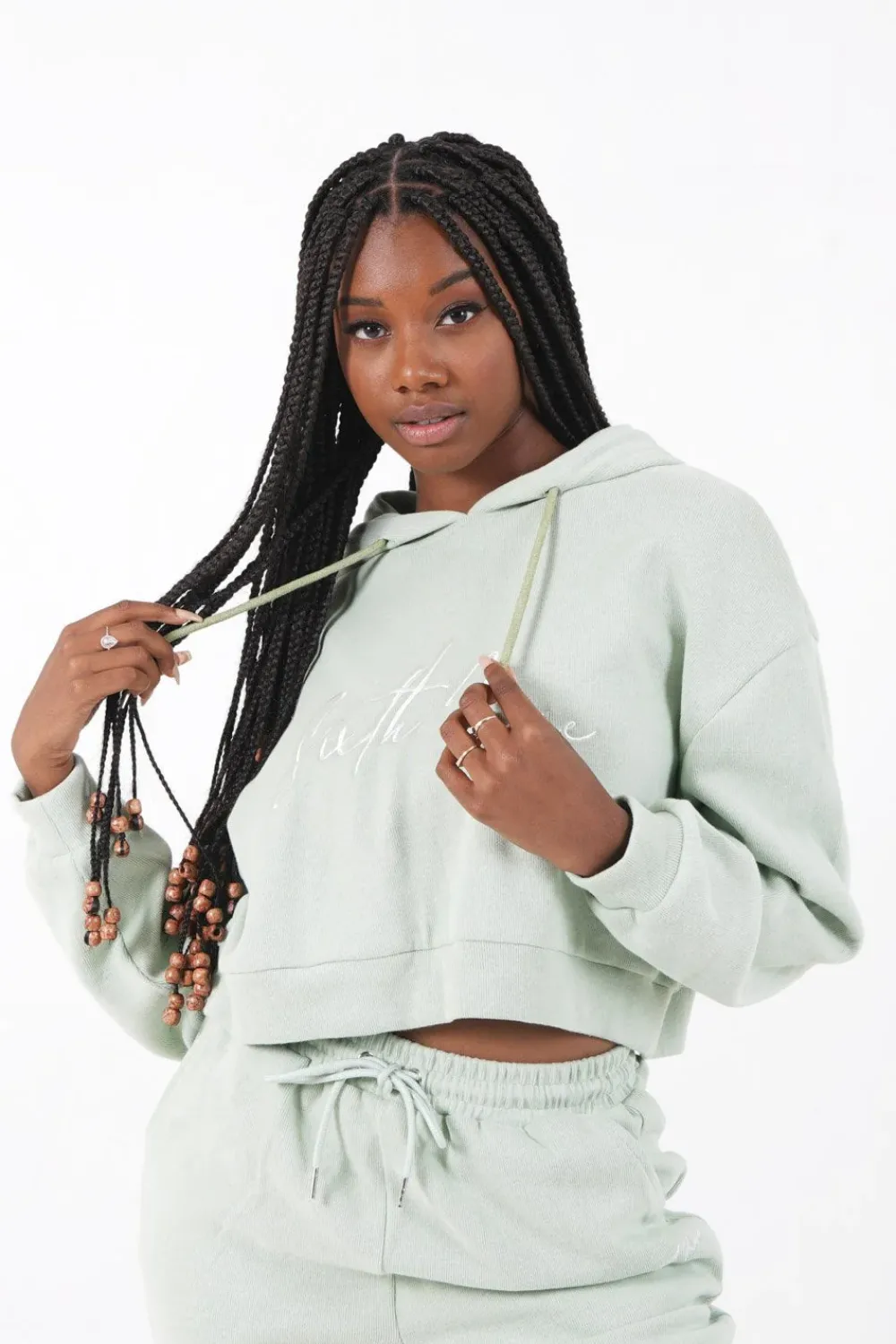 Femme Sixth June Sweats | Sweatshirt Capuche Molletonne Vert Clair