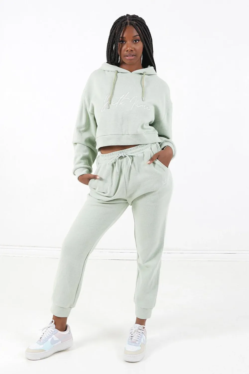 Femme Sixth June Sweats | Sweatshirt Capuche Molletonne Vert Clair