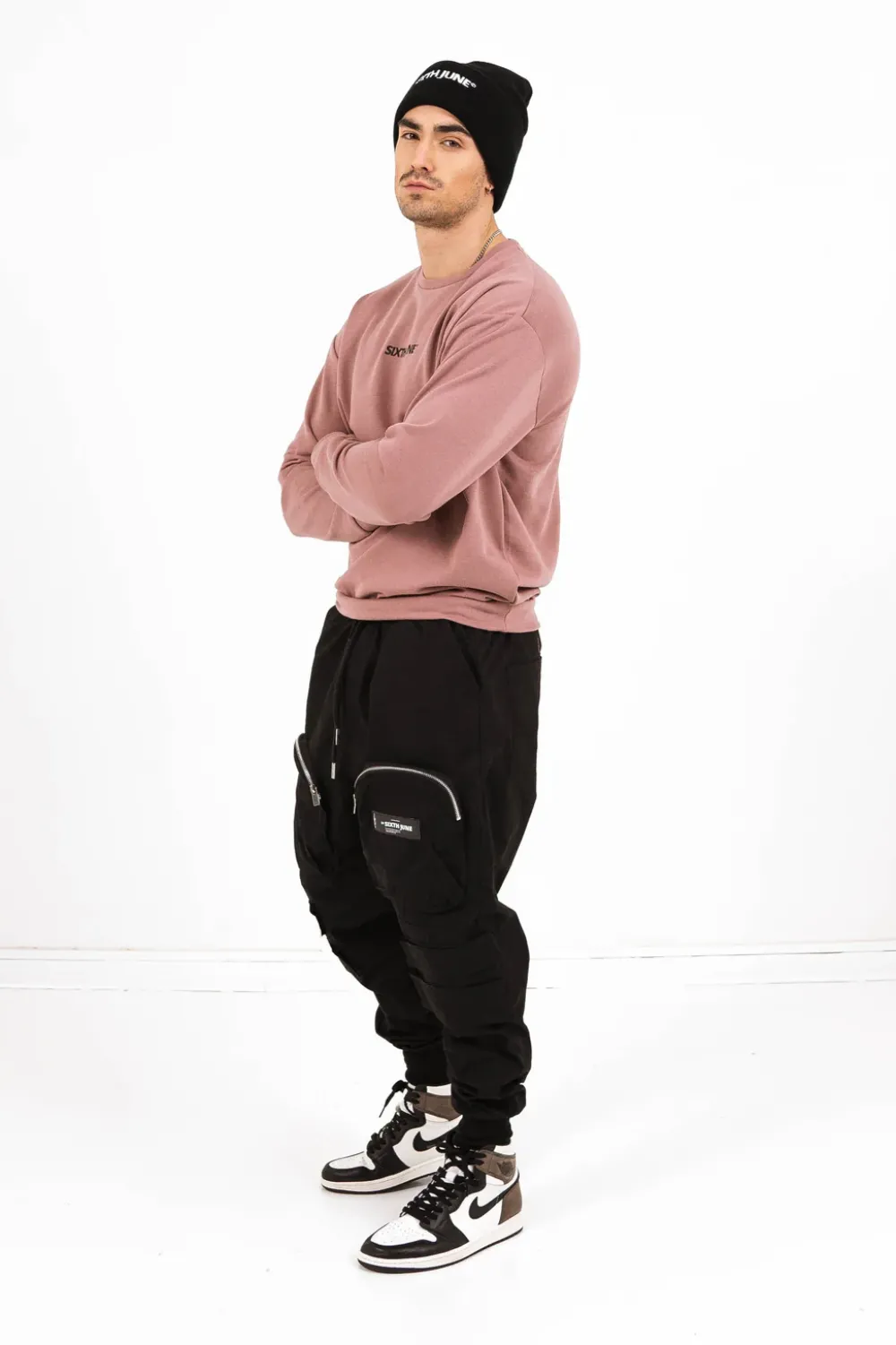 Homme Sixth June Sweats | Sweatshirt Logo Coton Rose Fonce