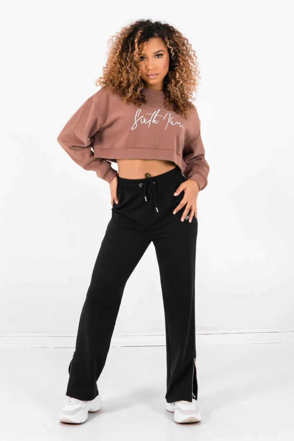 Femme Sixth June Sweats | Sweatshirt Signature Molletonnee Beige Fonce