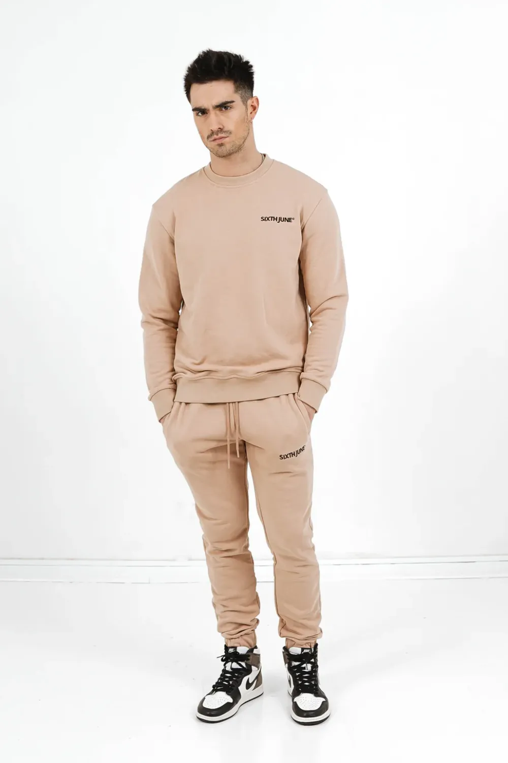 Homme Sixth June Sweats | Sweatshirt Soft Logo Brode Beige Clair