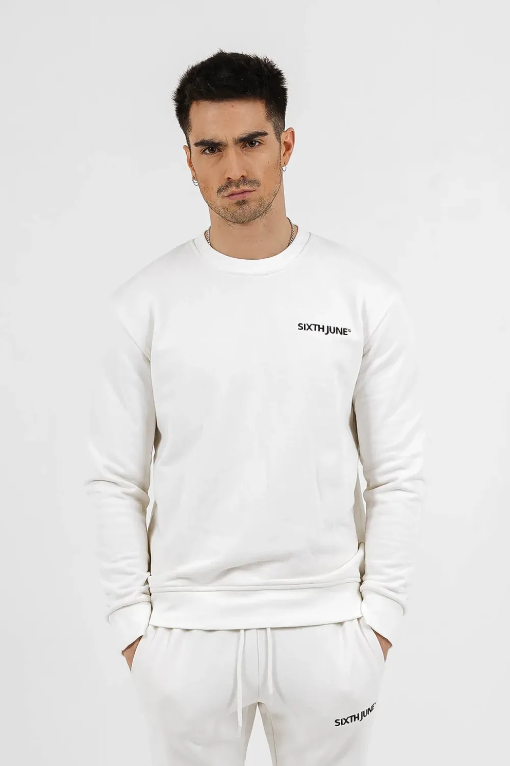 Homme Sixth June Sweats | Sweatshirt Soft Logo Brode Blanc