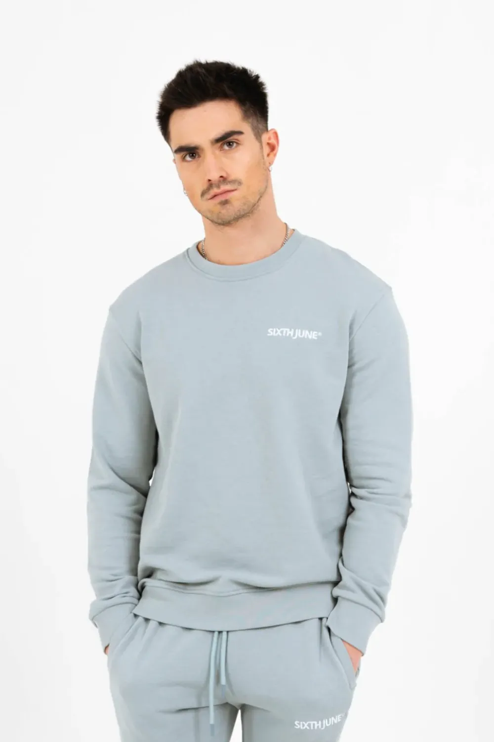 Homme Sixth June Sweats | Sweatshirt Soft Logo Brode Bleu Clair