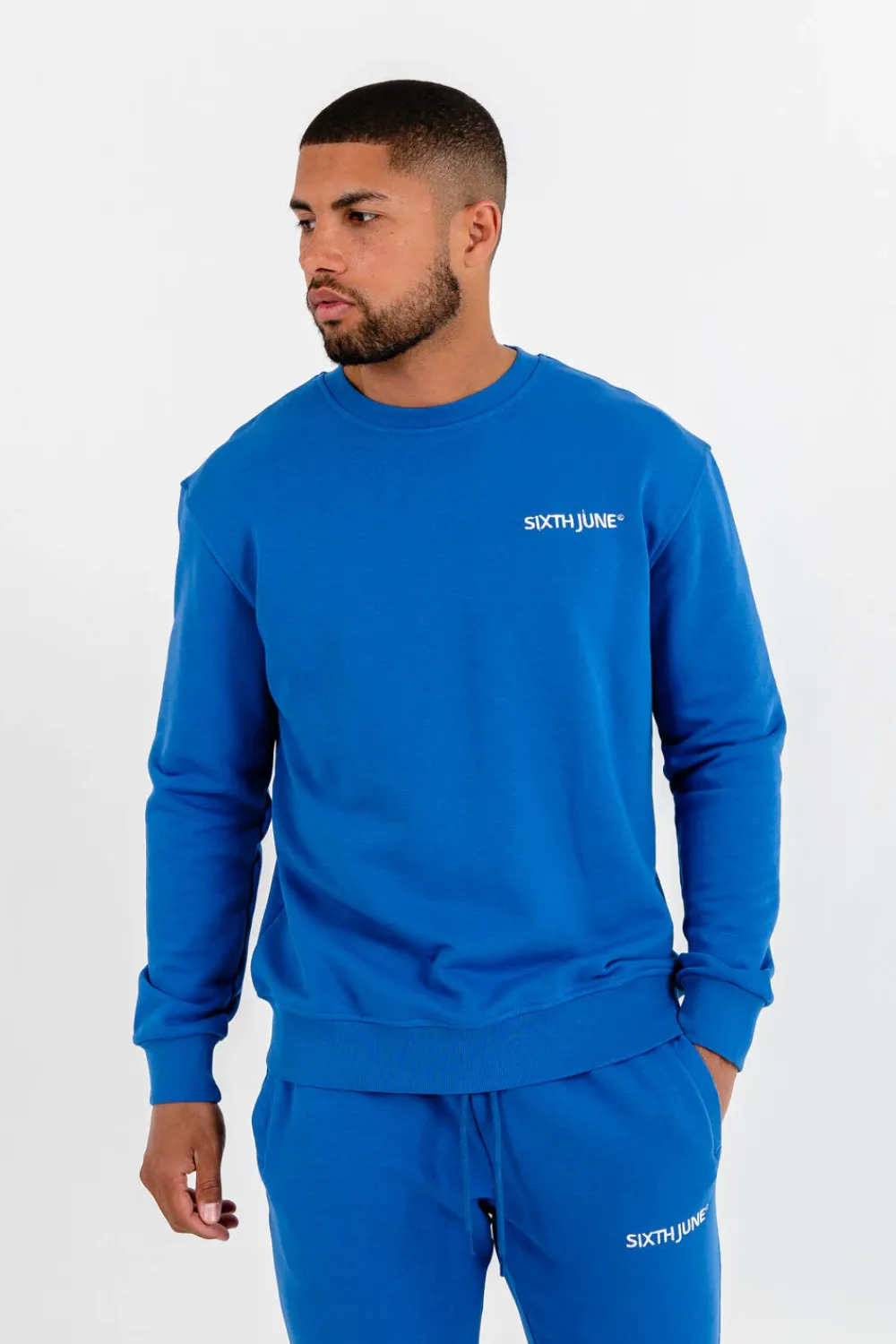 Homme Sixth June Sweats | Sweatshirt Soft Logo Brode Bleu Fonce