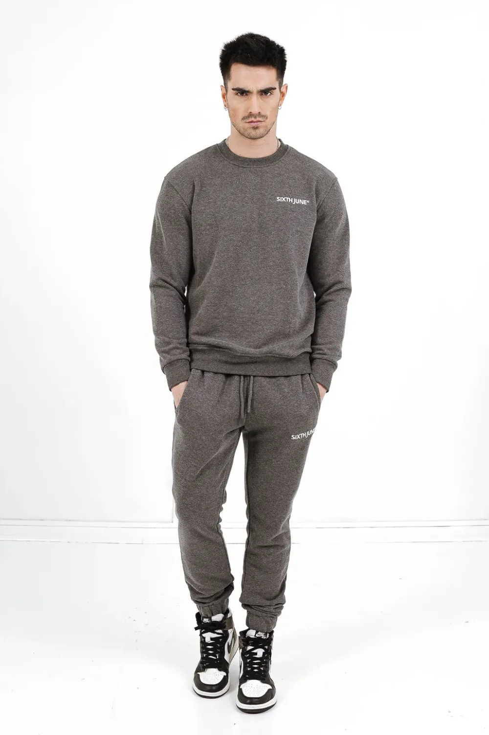 Homme Sixth June Sweats | Sweatshirt Soft Logo Brode Gris Fonce