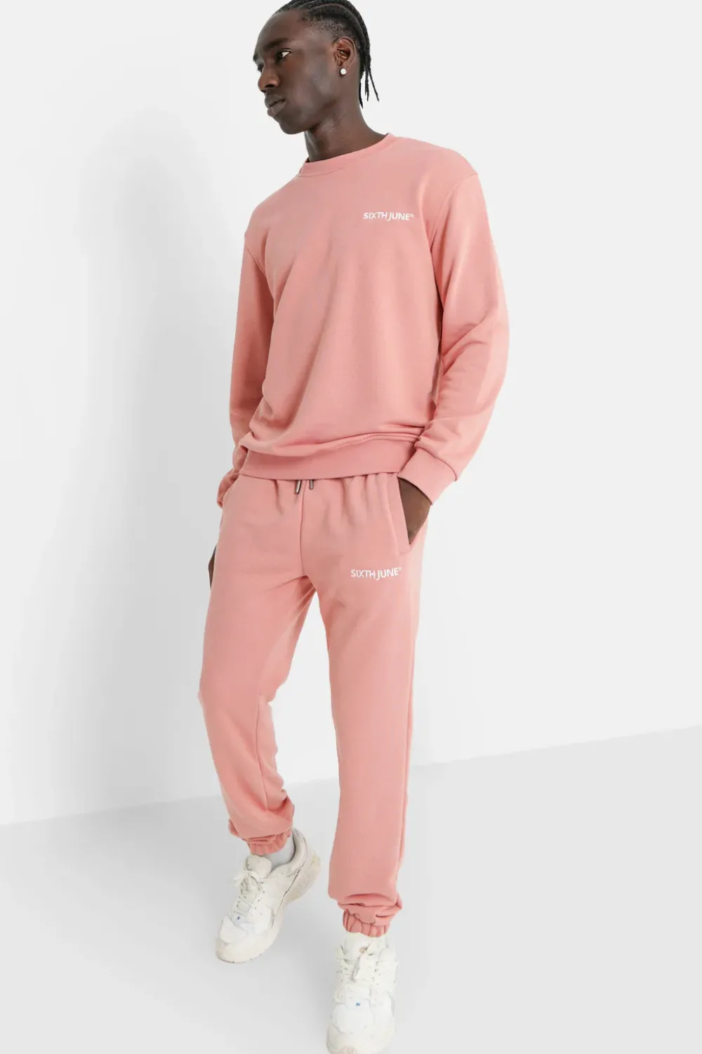 Homme Sixth June Sweats | Sweatshirt Soft Logo Brode Rose Clair