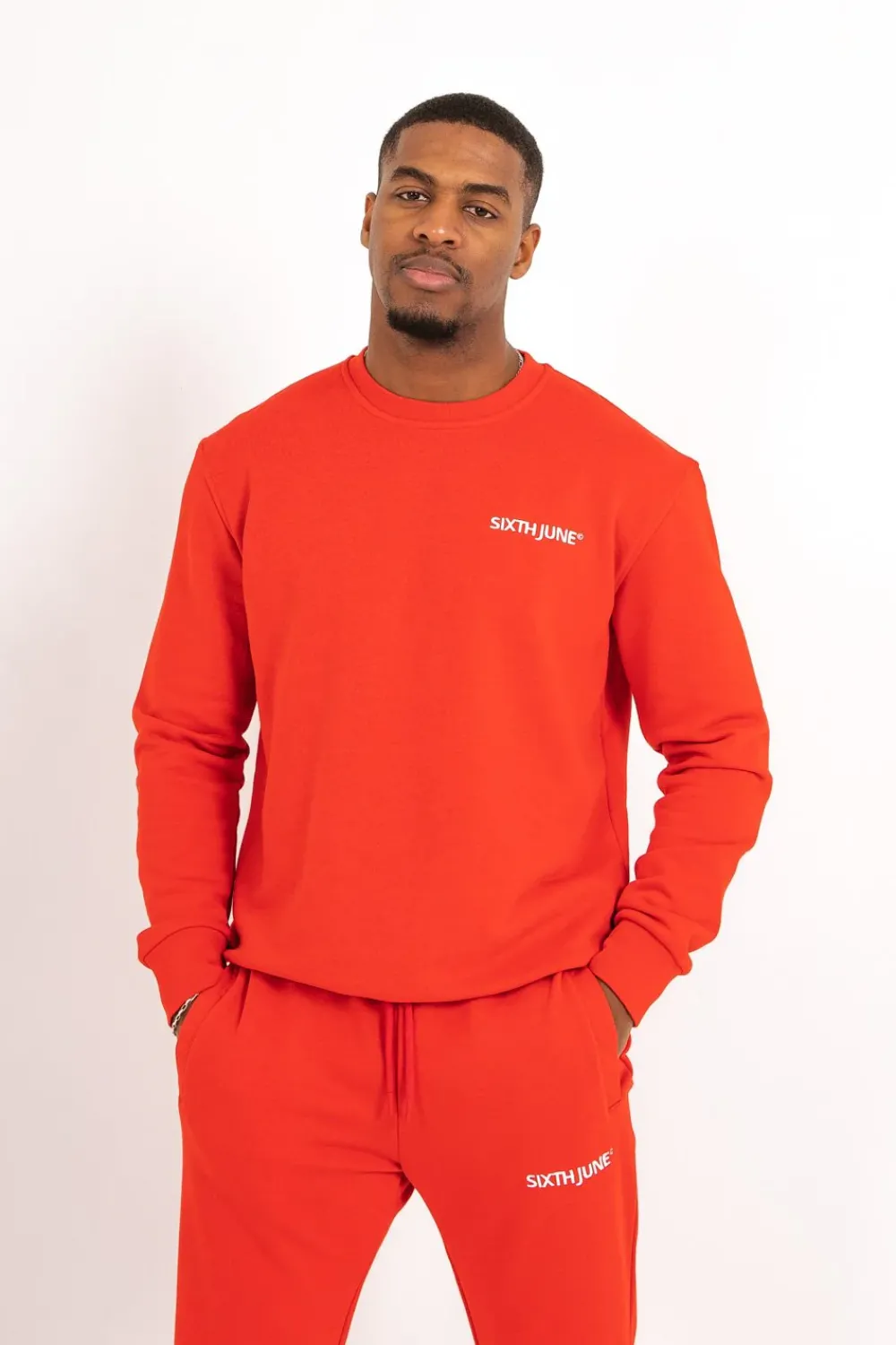 Homme Sixth June Sweats | Sweatshirt Soft Logo Brode Rouge