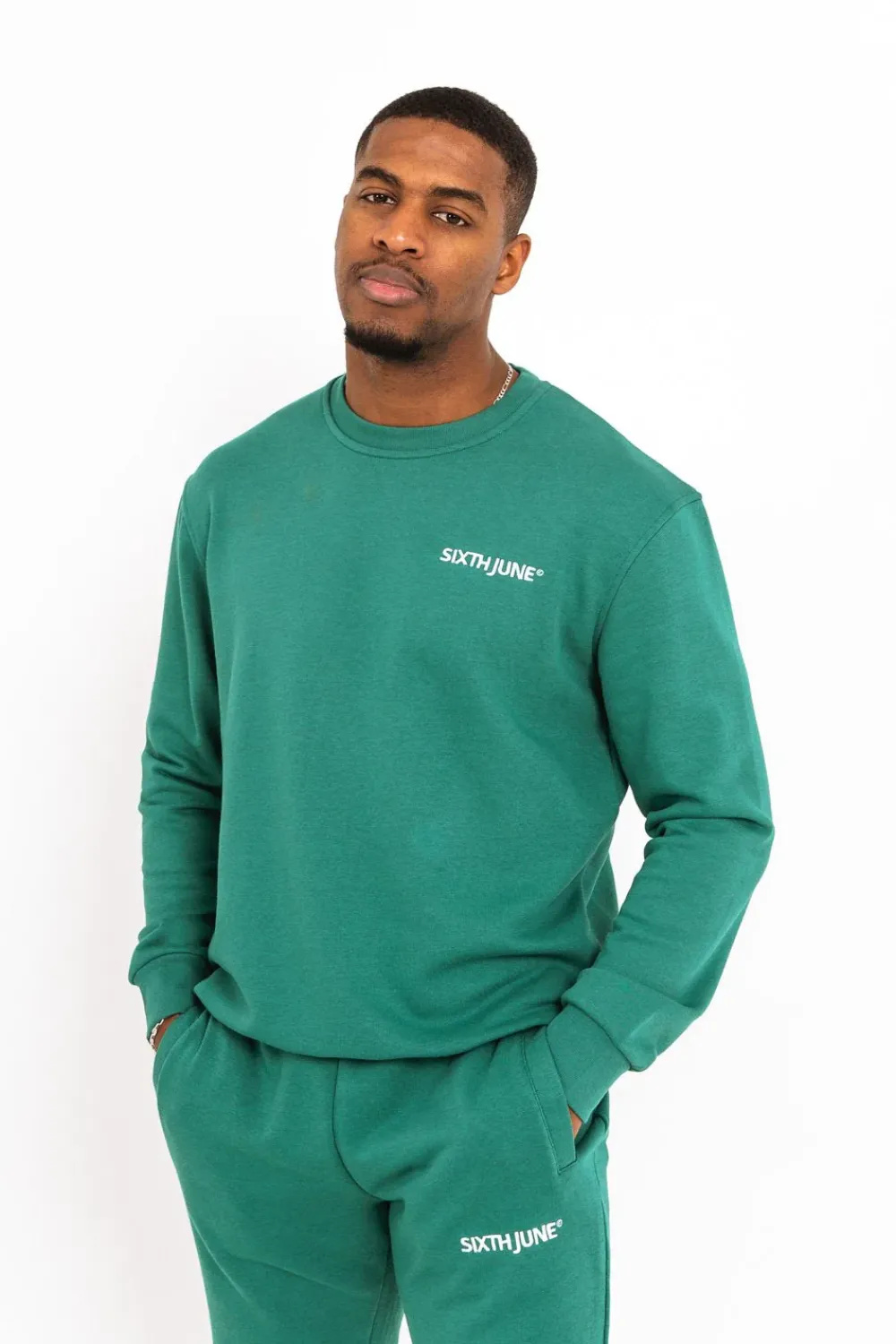 Homme Sixth June Sweats | Sweatshirt Soft Logo Brode Vert Fonce