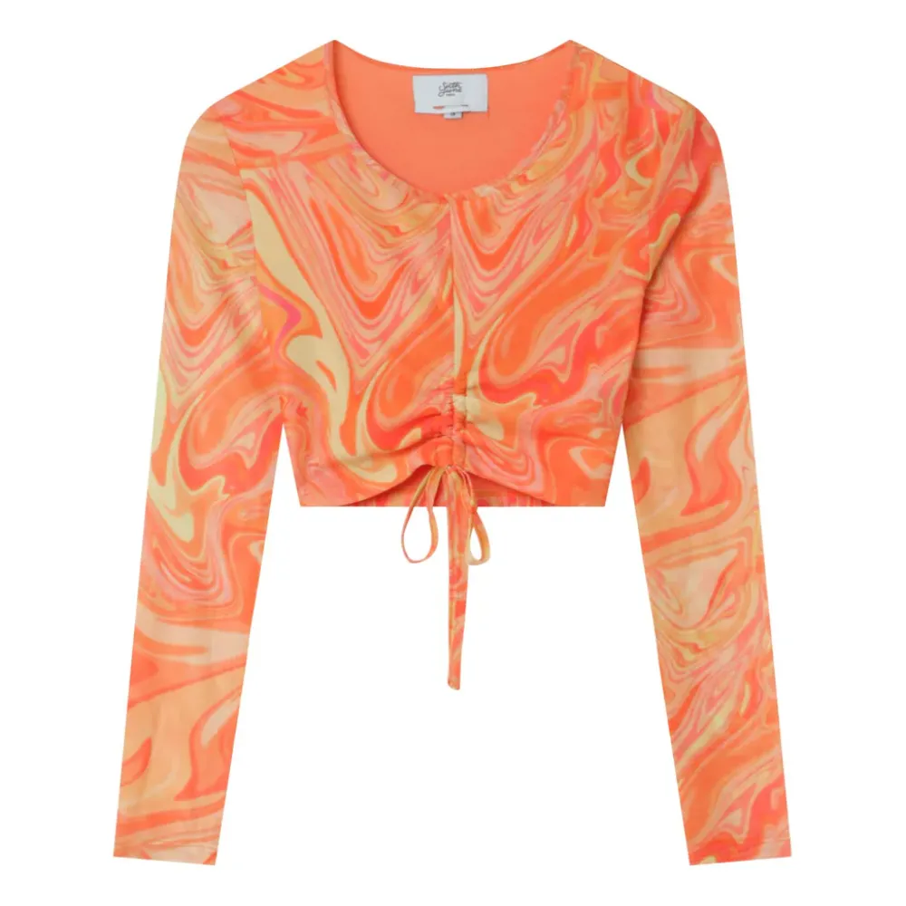 Femme Sixth June Hauts | Top Court Mesh Encre Orange