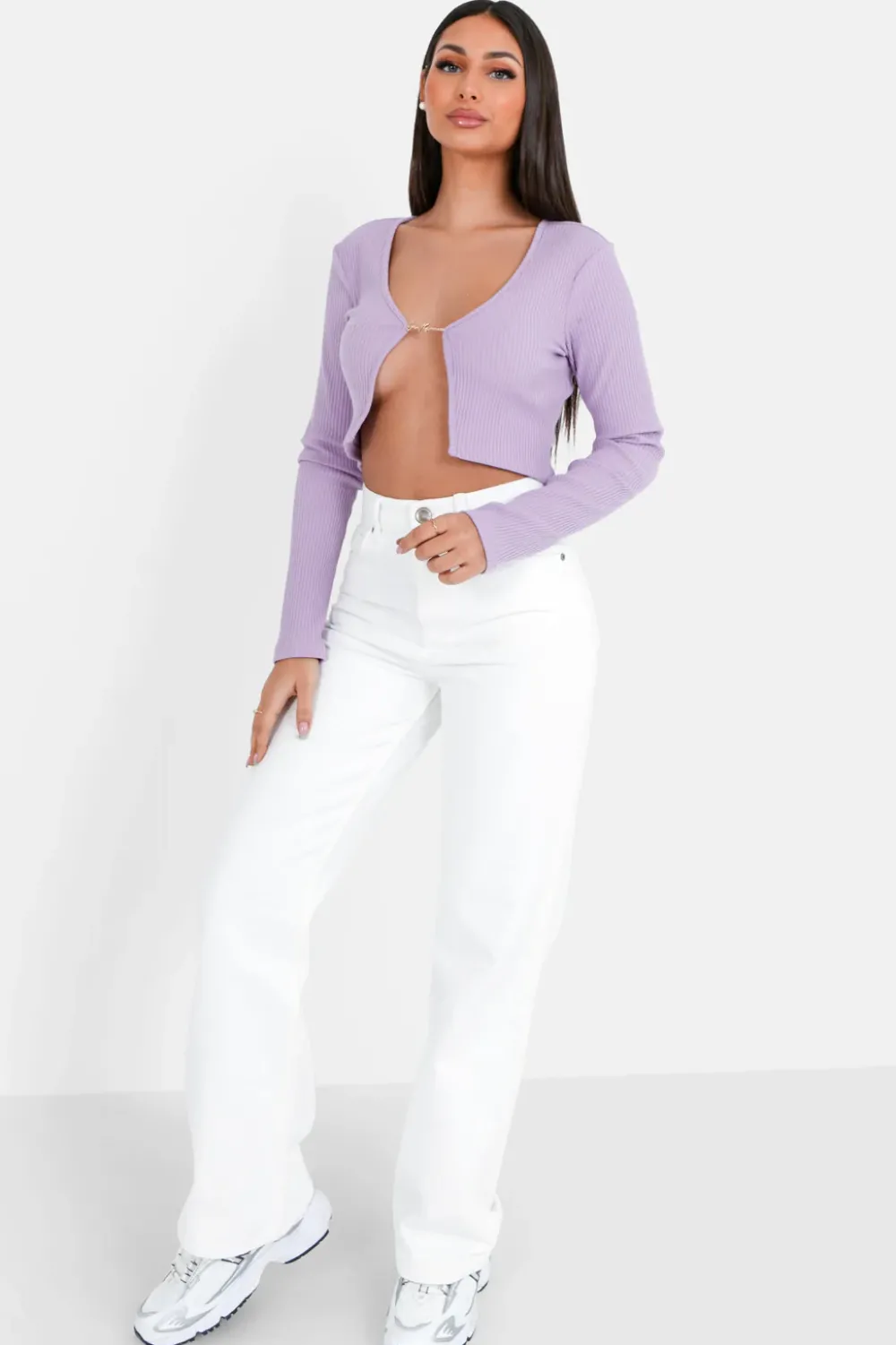 Femme Sixth June Hauts | Top Court Ouverture Bijou Devant Violet Clair