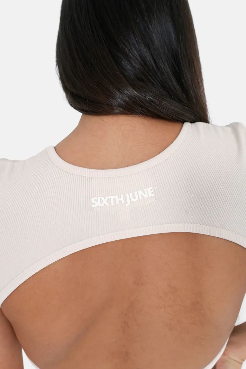 Femme Sixth June Hauts | Top Manches Courtes Dos Nu Beige